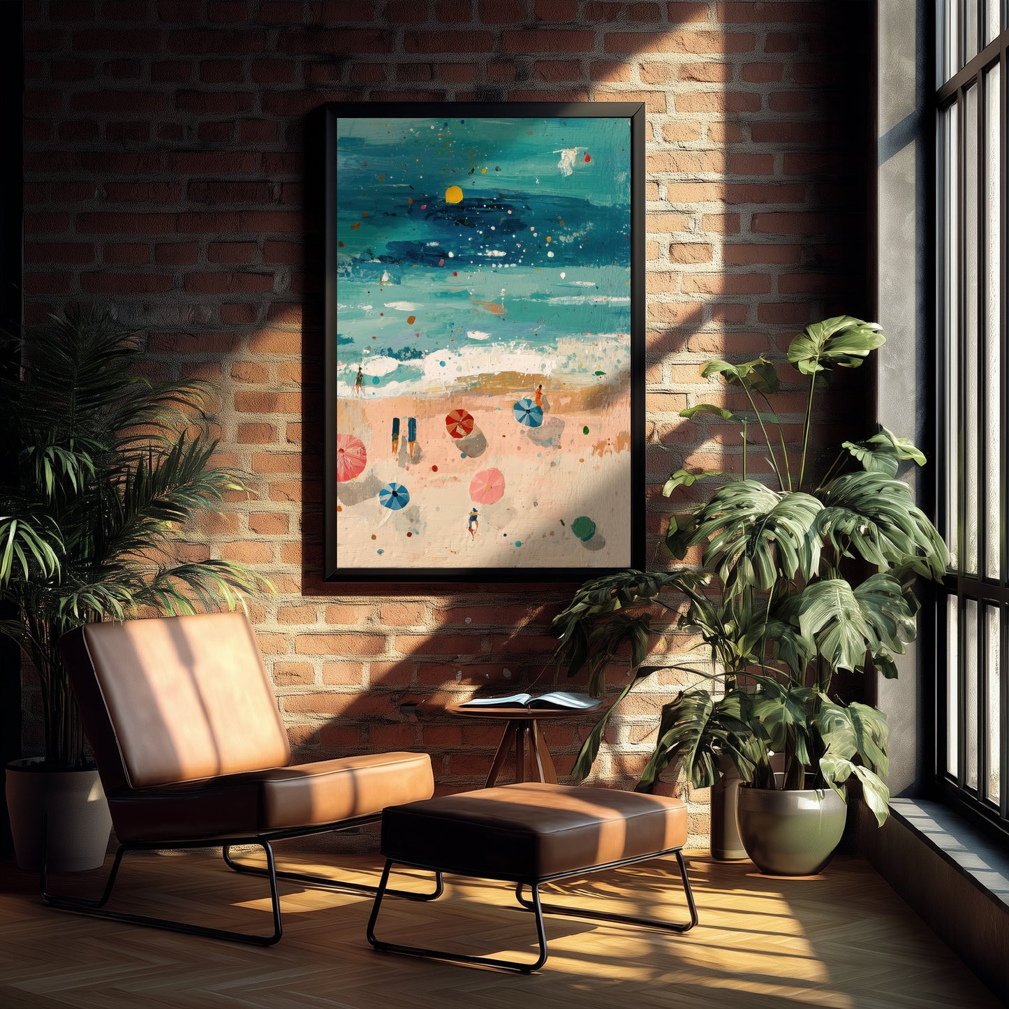 Scarborough South Bay Travel Poster - Aerial Beach Art Print - Impasto Beach Painting - North Yorkshire Panel 3/3