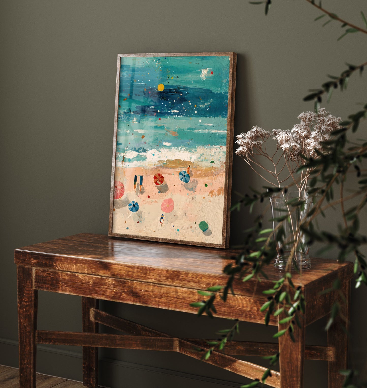 Scarborough South Bay Travel Poster - Aerial Beach Art Print - Impasto Beach Painting - North Yorkshire Panel 3/3