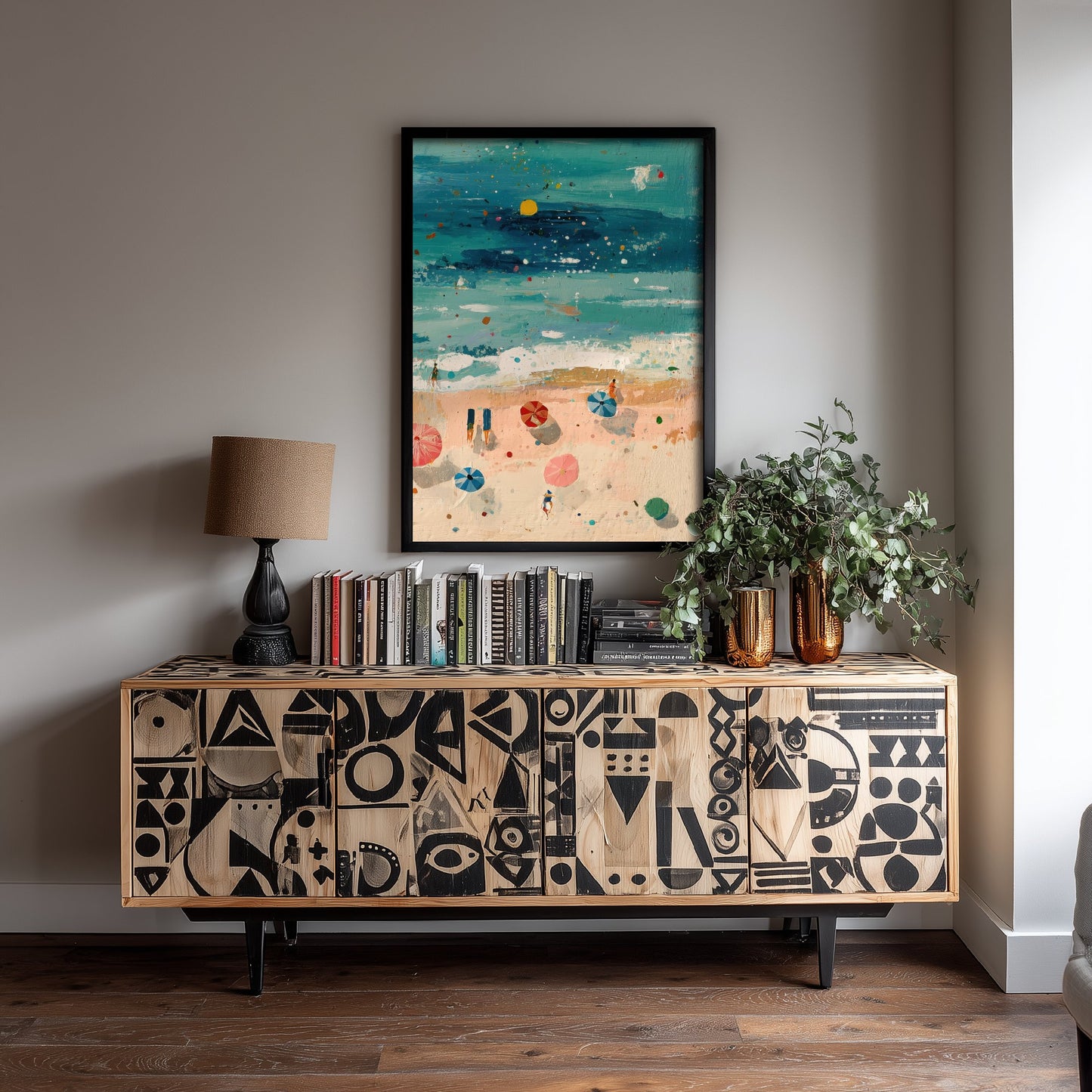 Scarborough South Bay Travel Poster - Aerial Beach Art Print - Impasto Beach Painting - North Yorkshire Panel 3/3