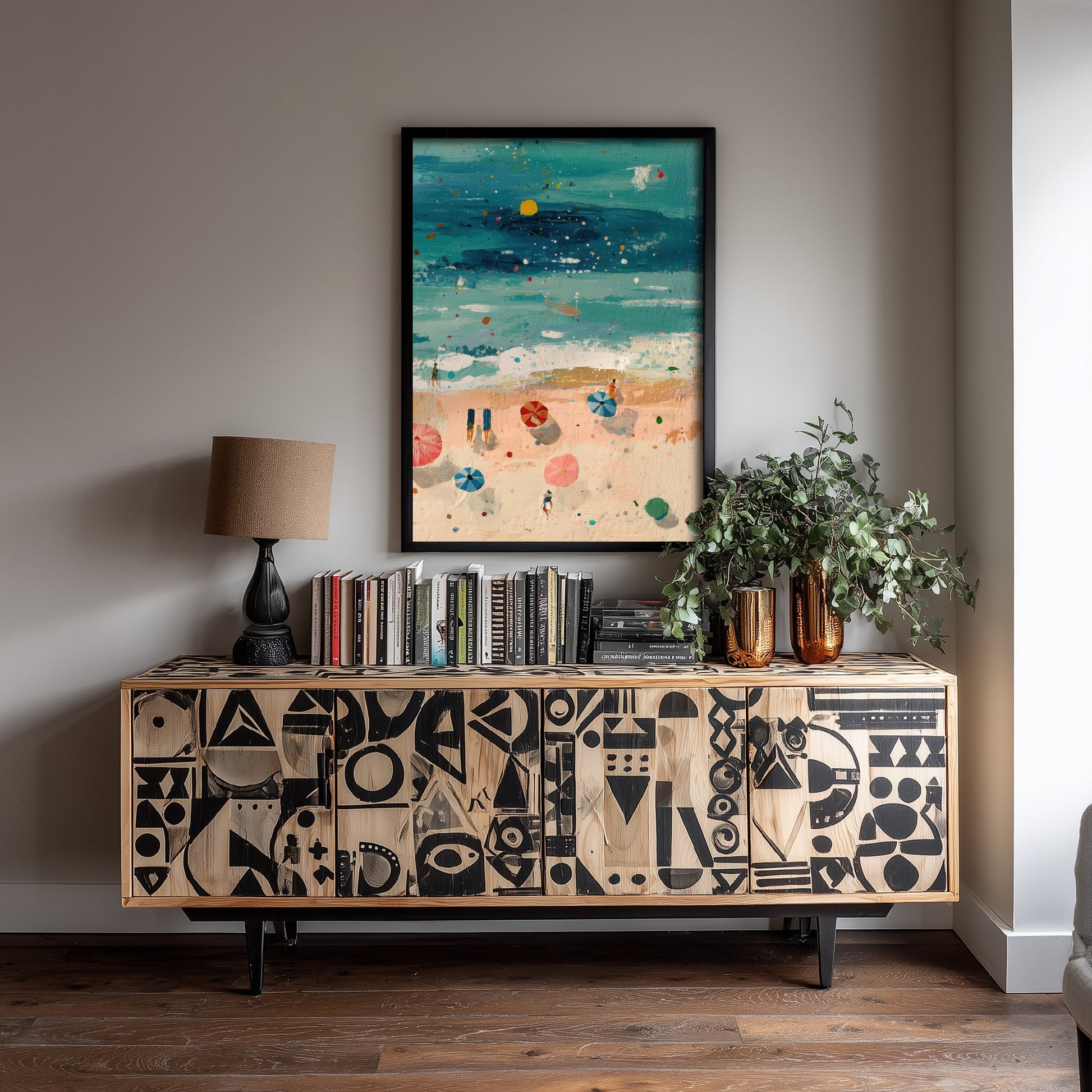 Scarborough South Bay Travel Poster - Aerial Beach Art Print - Impasto Beach Painting - North Yorkshire Panel 3/3