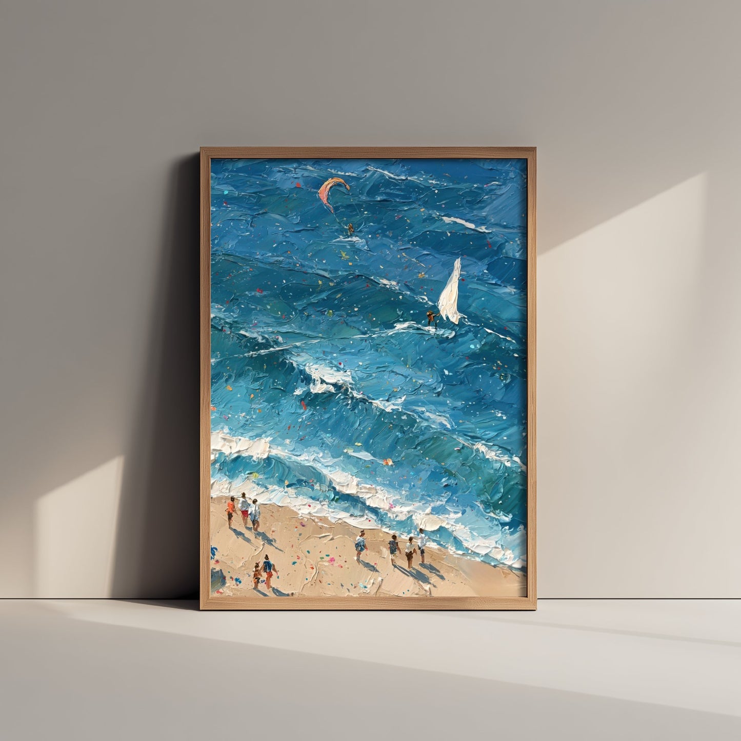 Sennen Cove Travel Poster - Aerial Beach Art Print - Impasto Beach Painting - Cornwall Panel 3/3
