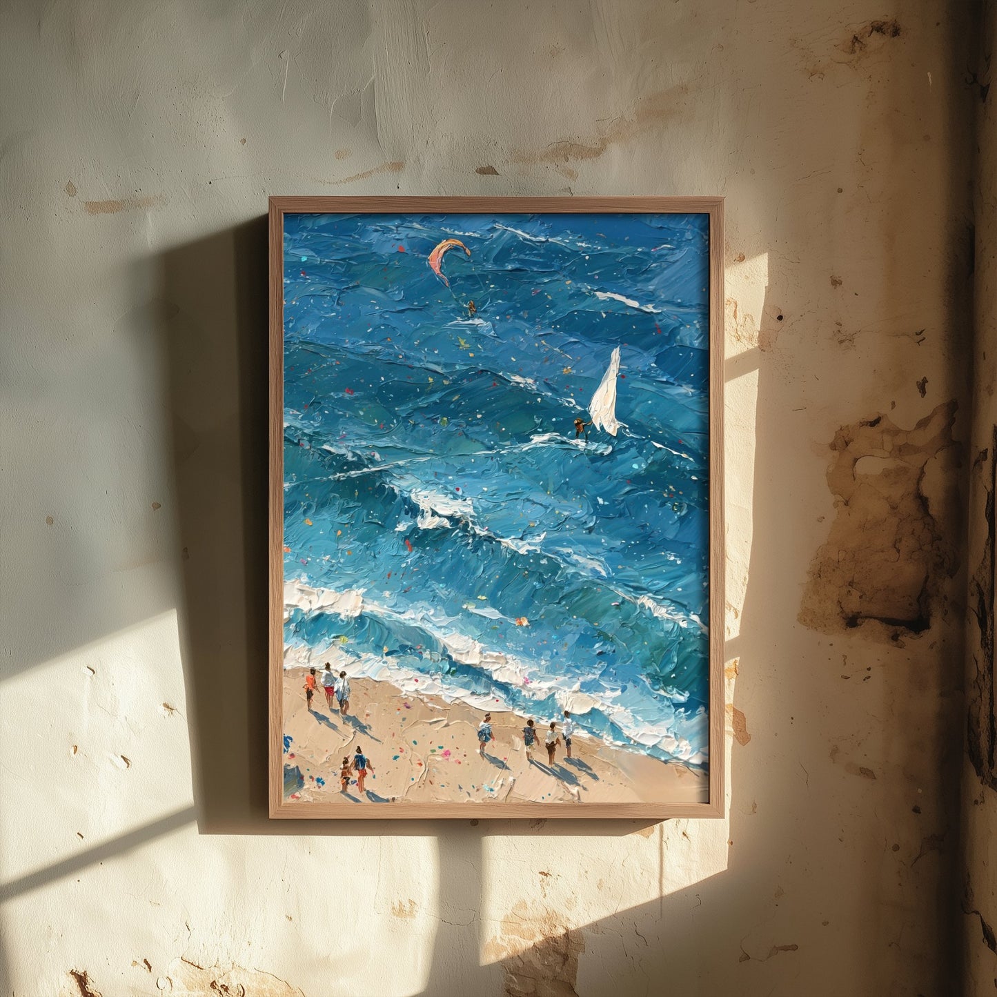 Sennen Cove Travel Poster - Aerial Beach Art Print - Impasto Beach Painting - Cornwall Panel 3/3