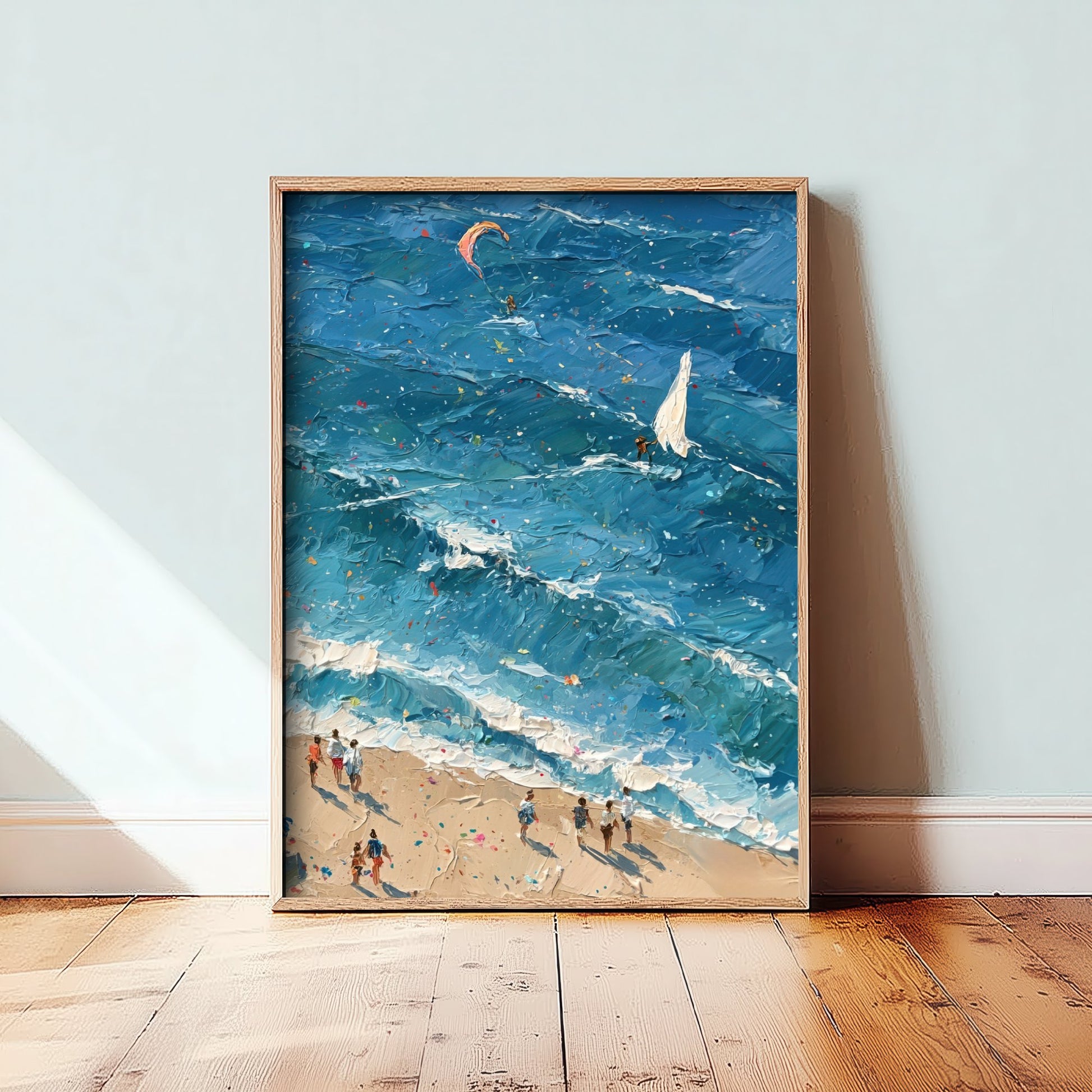 Sennen Cove Travel Poster - Aerial Beach Art Print - Impasto Beach Painting - Cornwall Panel 3/3
