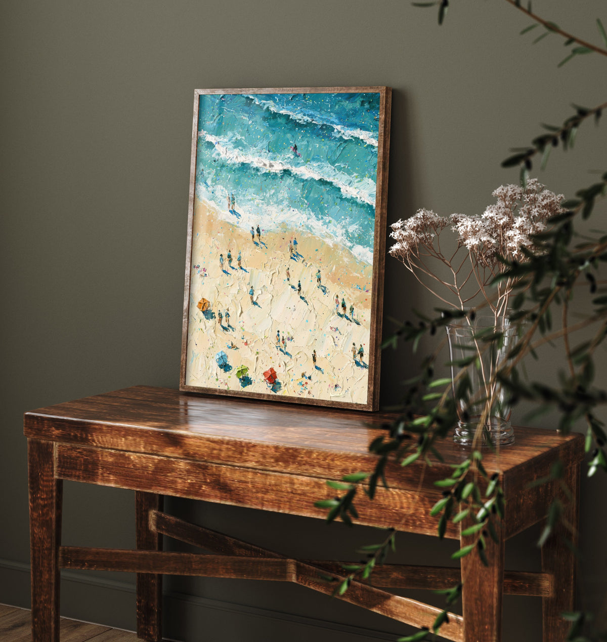 Skegness Beach Travel Poster - Aerial Beach Art Print - Impasto Beach Painting - Lincolnshire Panel 1/3