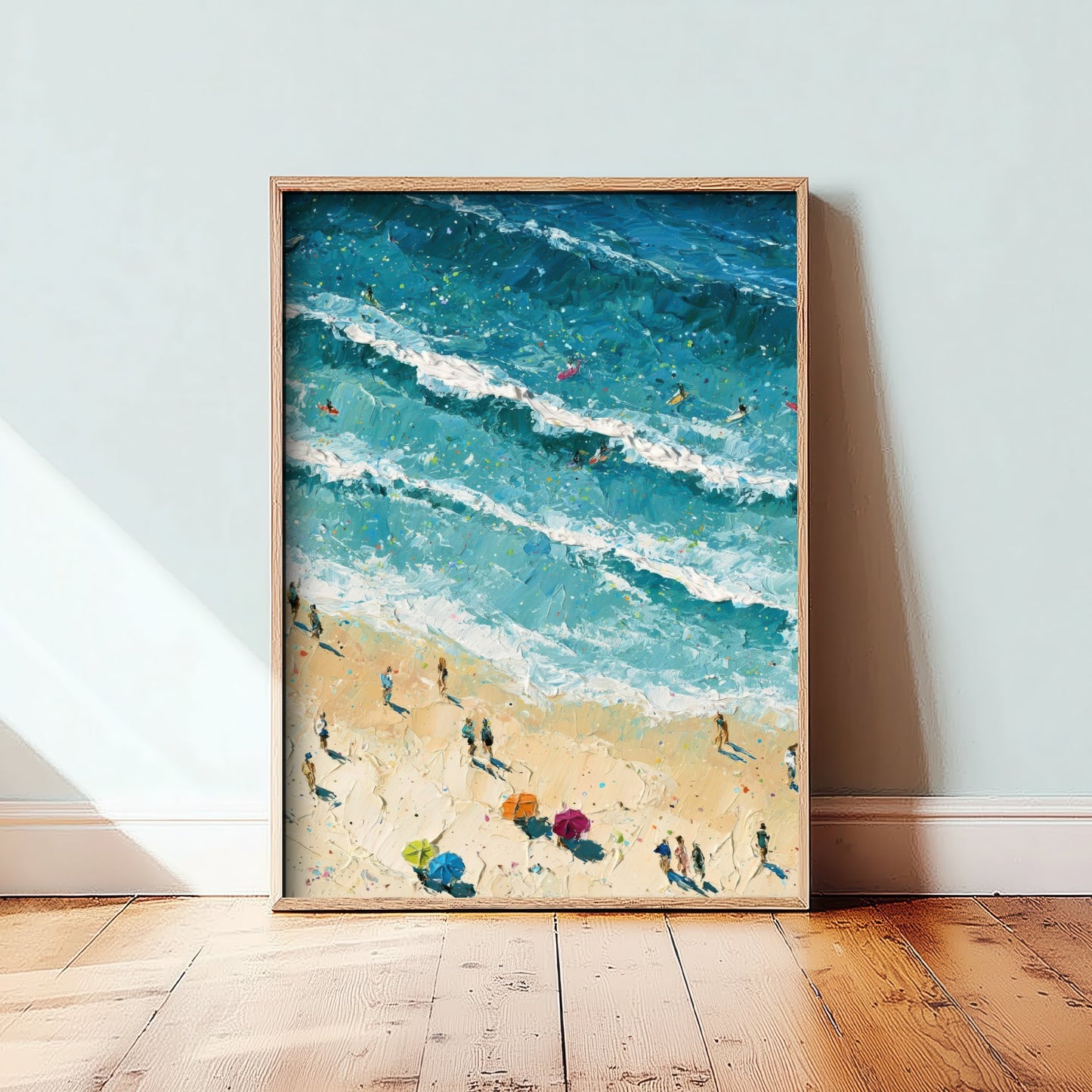 Skegness Beach Travel Poster - Aerial Beach Art Print - Impasto Beach Painting - Lincolnshire Panel 2/3