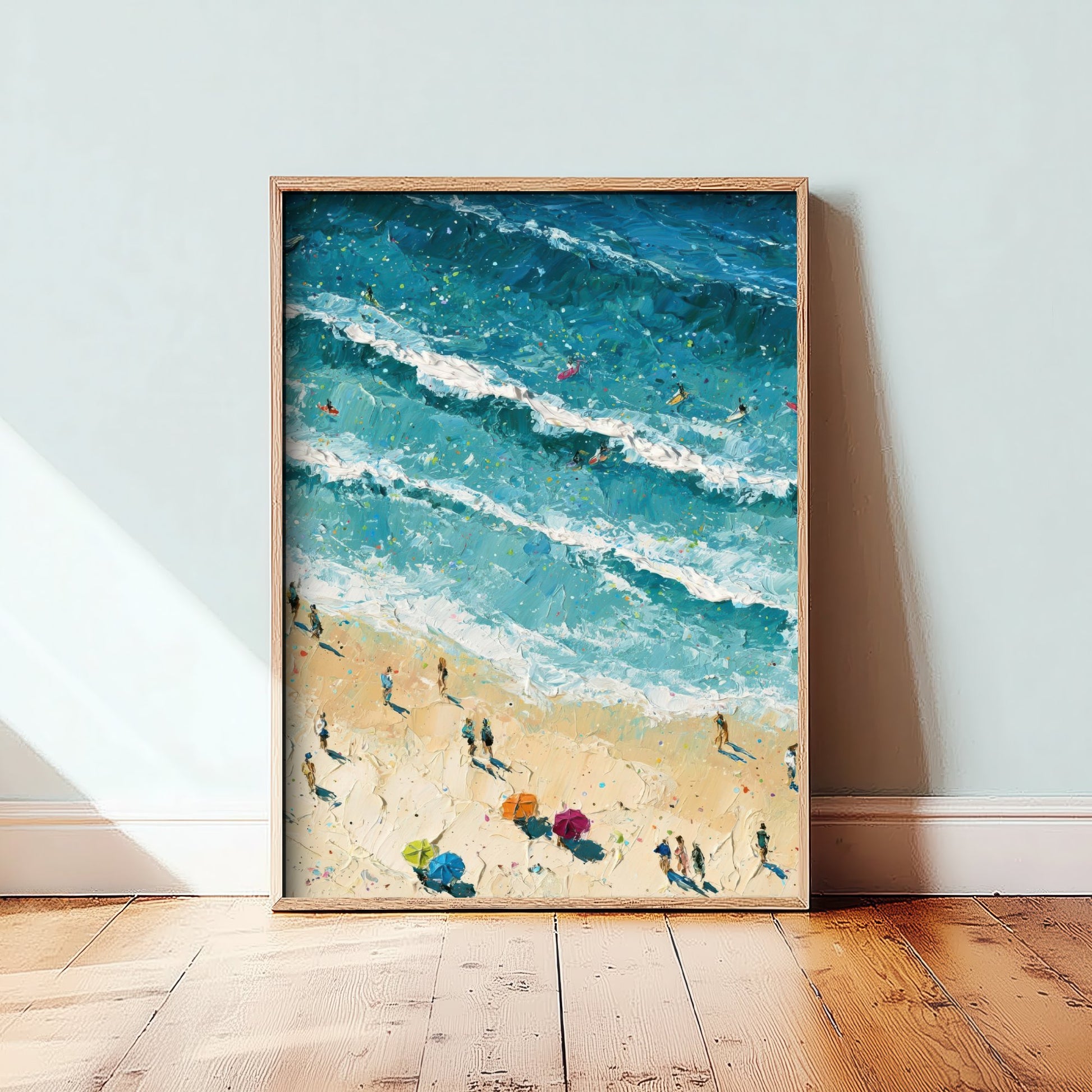 Skegness Beach Travel Poster - Aerial Beach Art Print - Impasto Beach Painting - Lincolnshire Panel 2/3