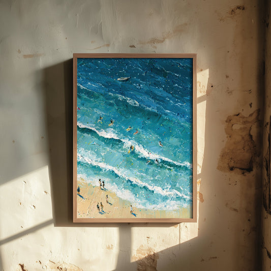 Skegness Beach Travel Poster - Aerial Beach Art Print - Impasto Beach Painting - Lincolnshire Panel 3/3