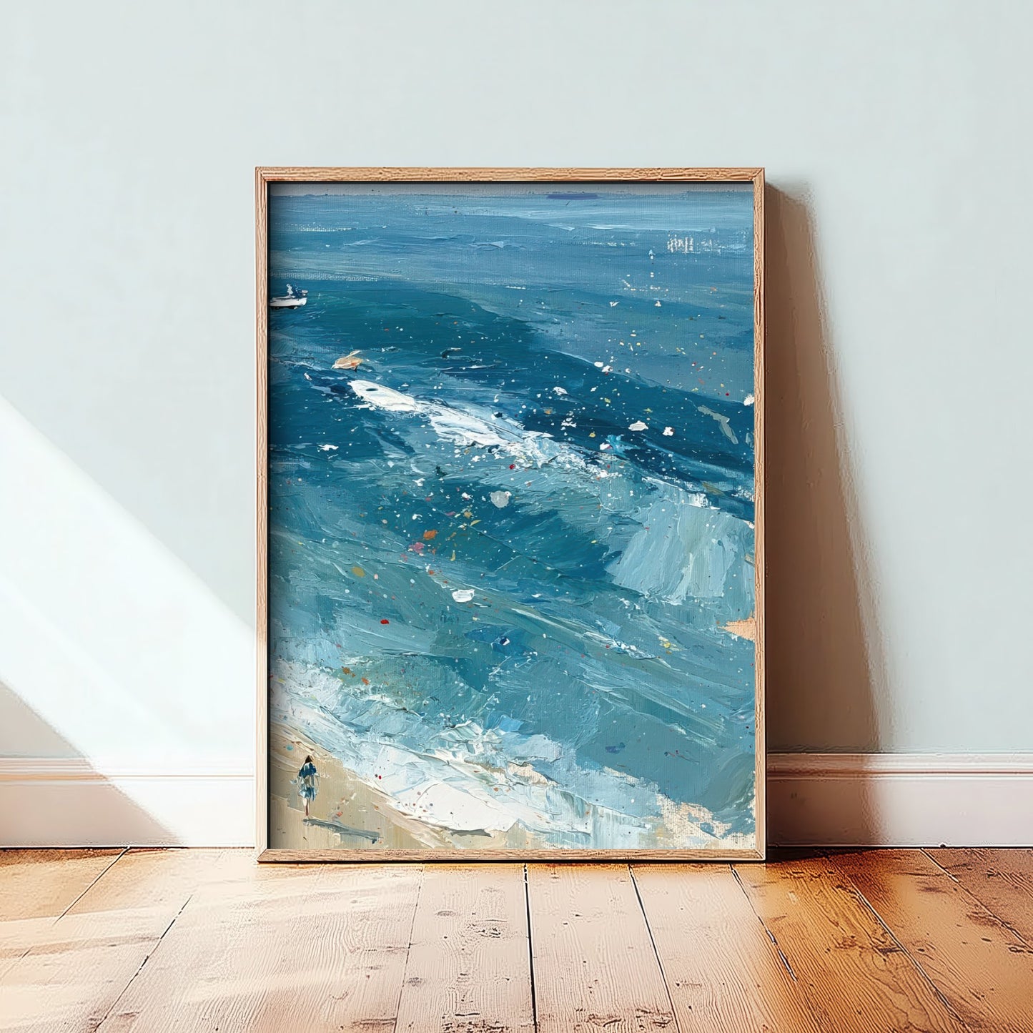 Southwold Beach Travel Poster - Aerial Beach Art Print - Impasto Beach Painting - Suffolk Panel 3/3
