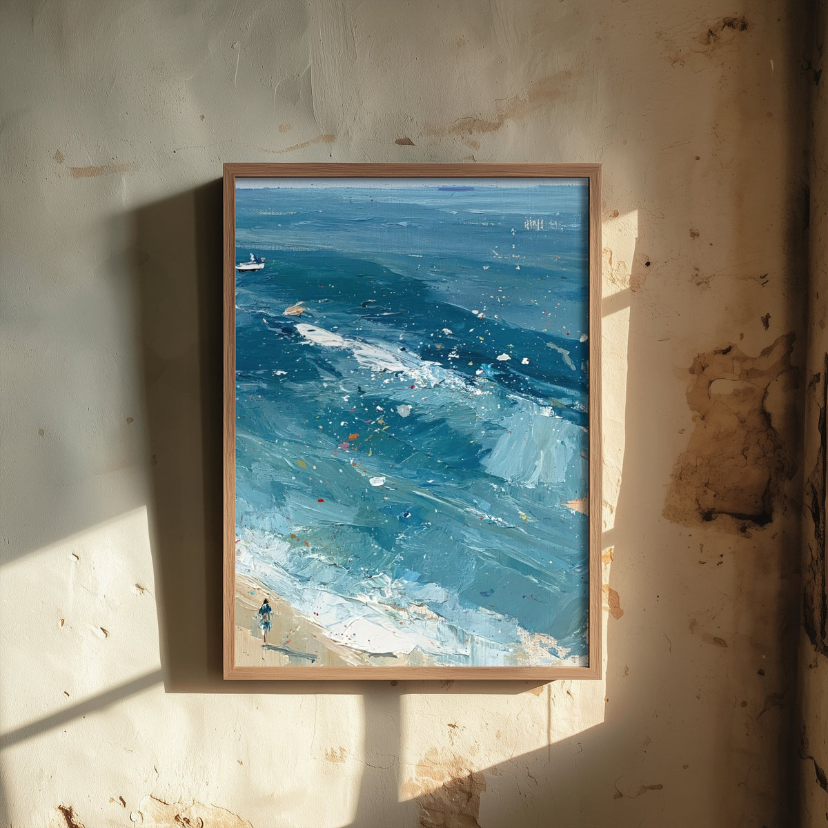Southwold Beach Travel Poster - Aerial Beach Art Print - Impasto Beach Painting - Suffolk Panel 3/3