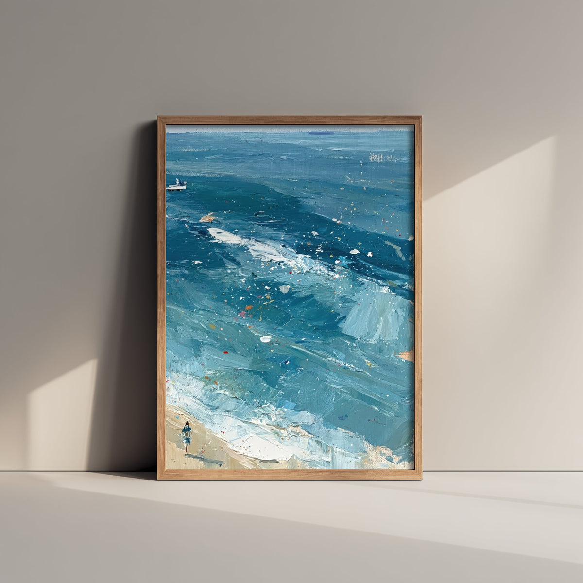 Southwold Beach Travel Poster - Aerial Beach Art Print - Impasto Beach Painting - Suffolk Panel 3/3