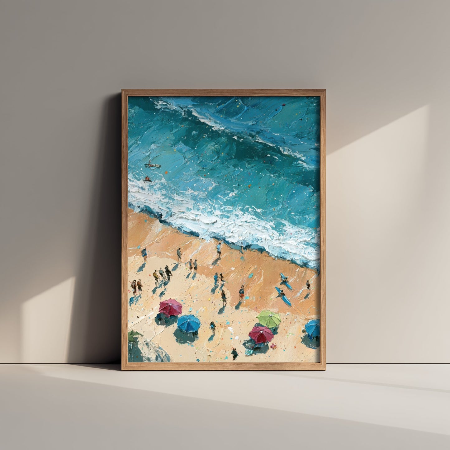 Summerleaze Beach Bude Travel Poster - Aerial Beach Art Print - Impasto Beach Painting - Cornwall Panel 2/3
