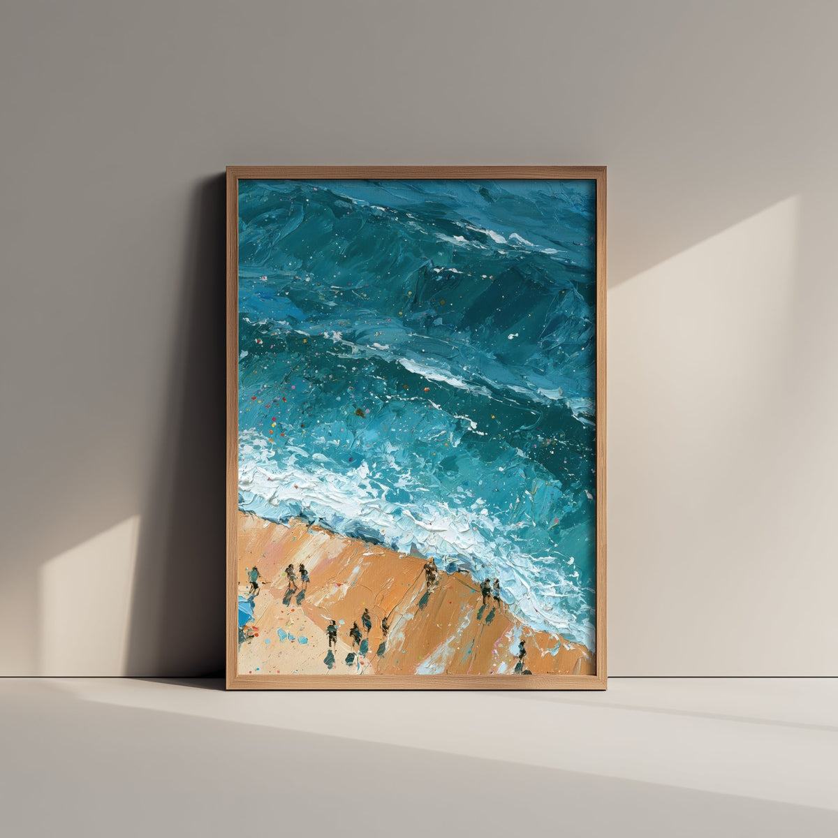 Summerleaze Beach Bude Travel Poster - Aerial Beach Art Print - Impasto Beach Painting - Cornwall Panel 3/3
