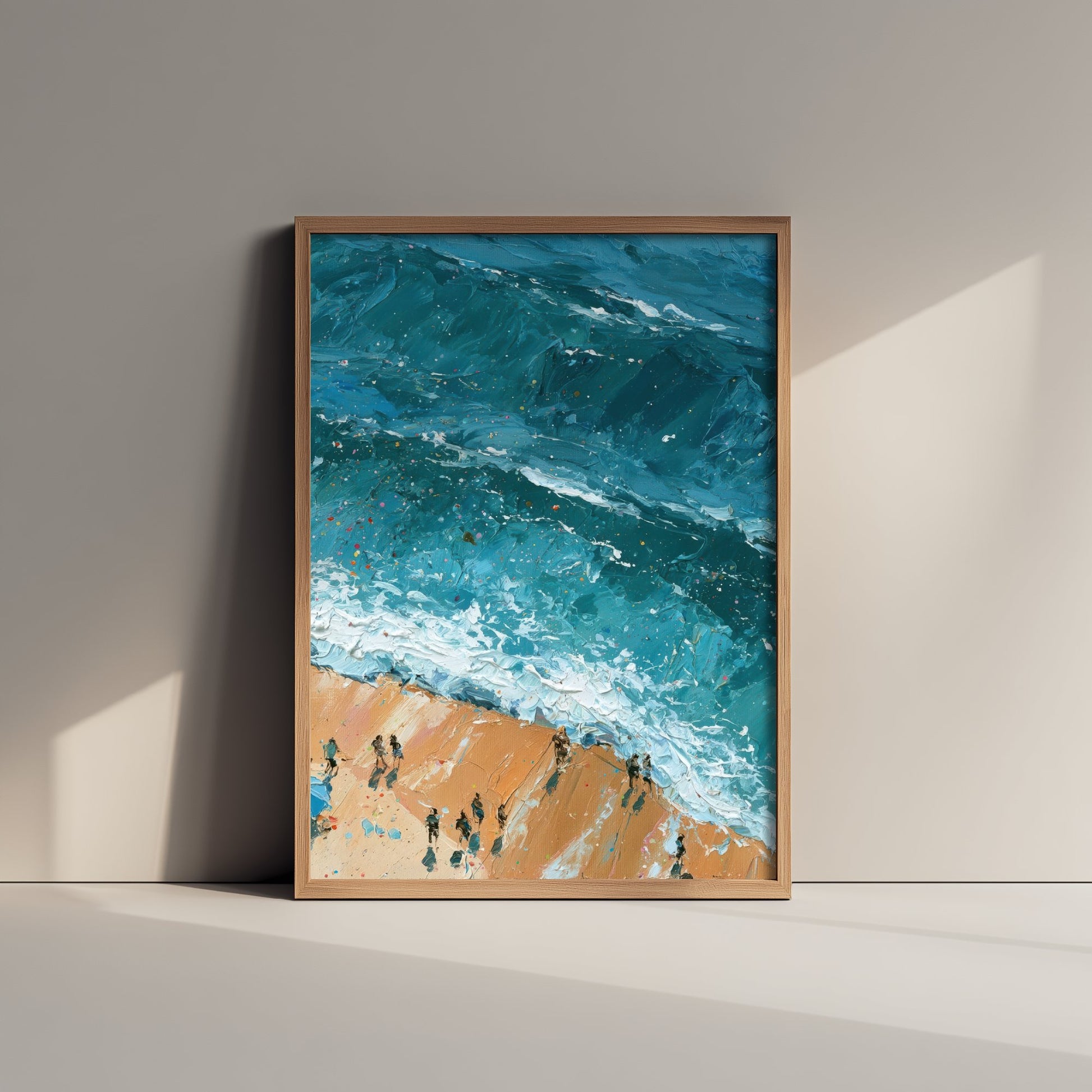 Summerleaze Beach Bude Travel Poster - Aerial Beach Art Print - Impasto Beach Painting - Cornwall Panel 3/3