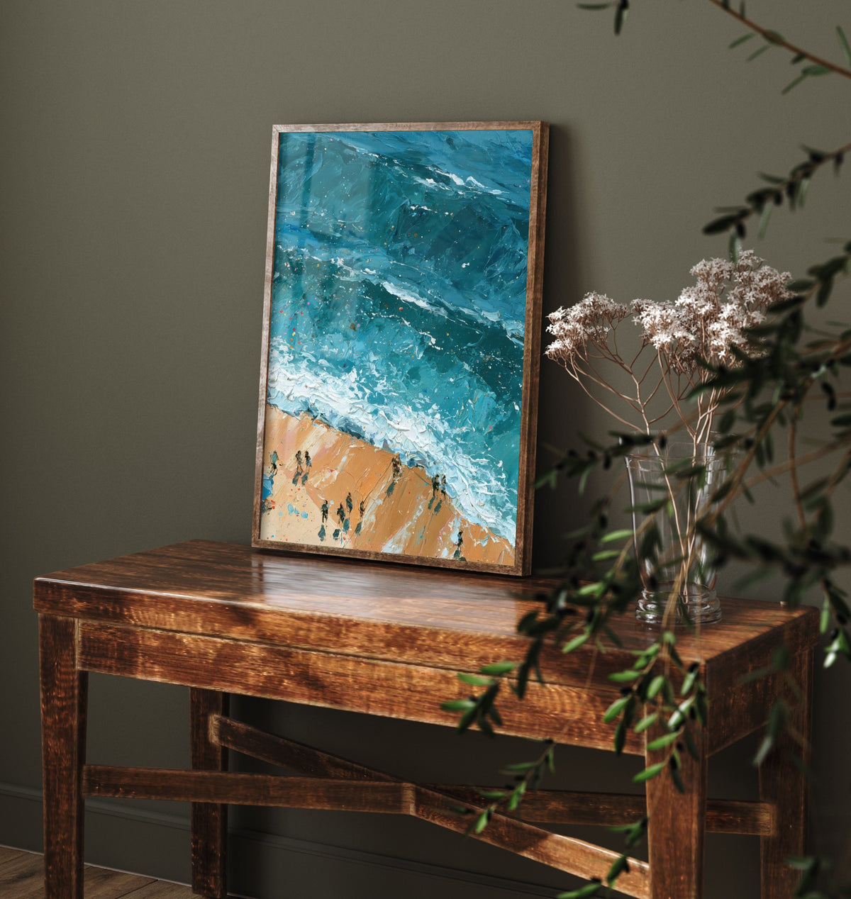 Summerleaze Beach Bude Travel Poster - Aerial Beach Art Print - Impasto Beach Painting - Cornwall Panel 3/3