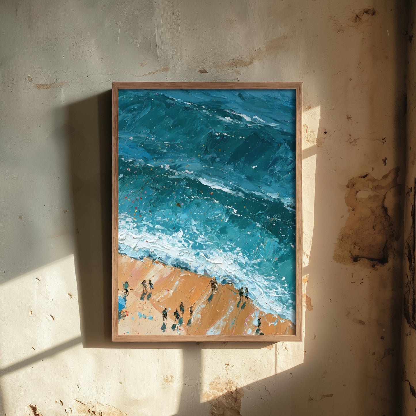 Summerleaze Beach Bude Travel Poster - Aerial Beach Art Print - Impasto Beach Painting - Cornwall Panel 3/3