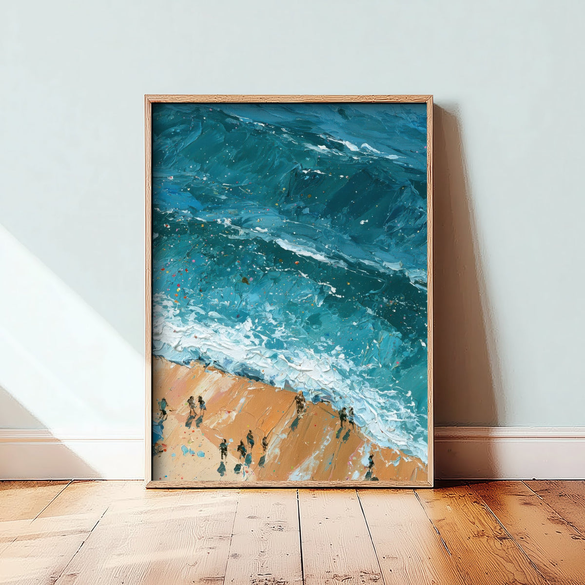 Summerleaze Beach Bude Travel Poster - Aerial Beach Art Print - Impasto Beach Painting - Cornwall Panel 3/3