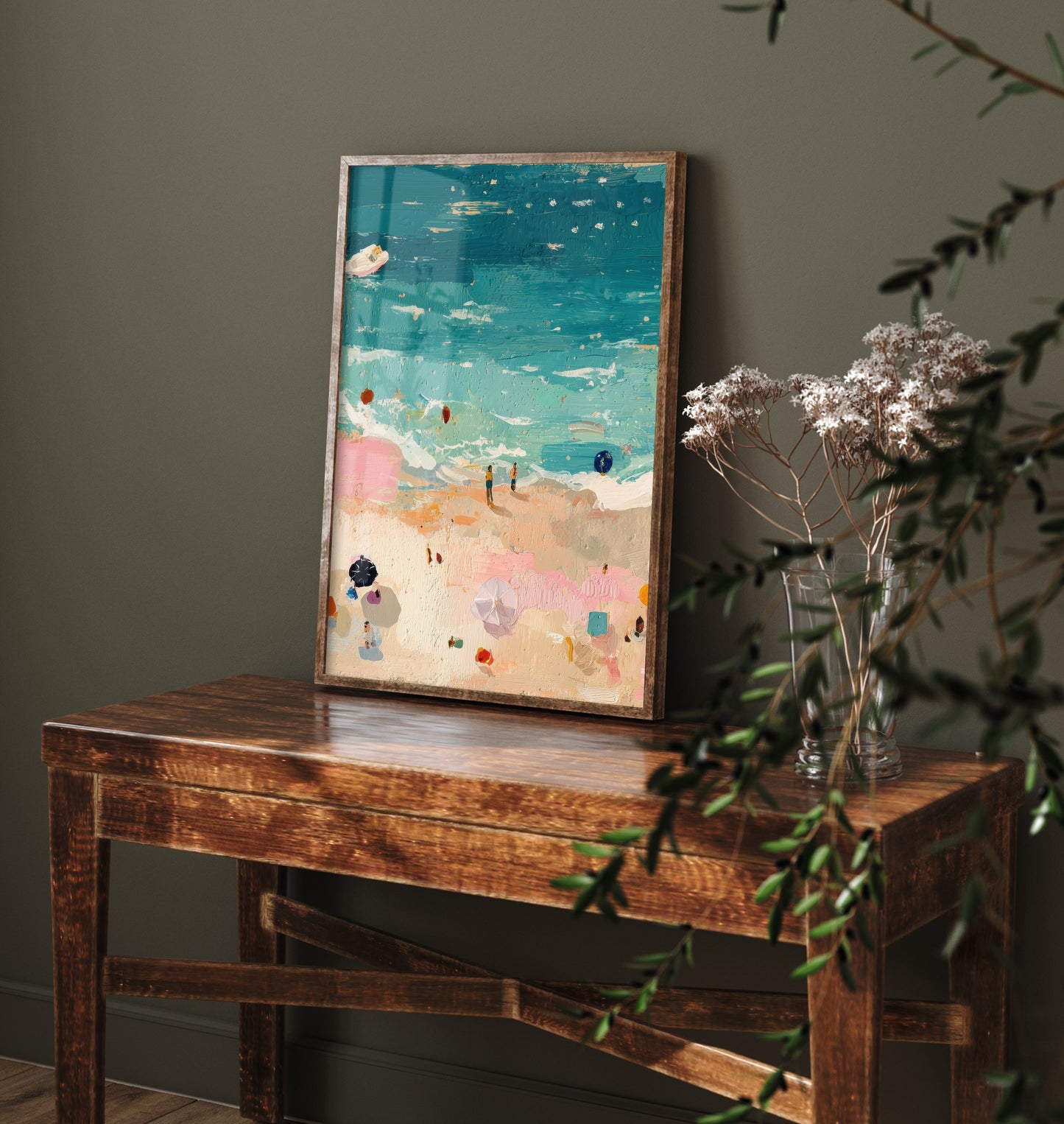 Tenby South Beach Travel Poster - Aerial Beach Art Print - Impasto Beach Painting - Pembrokeshire Panel 2/3