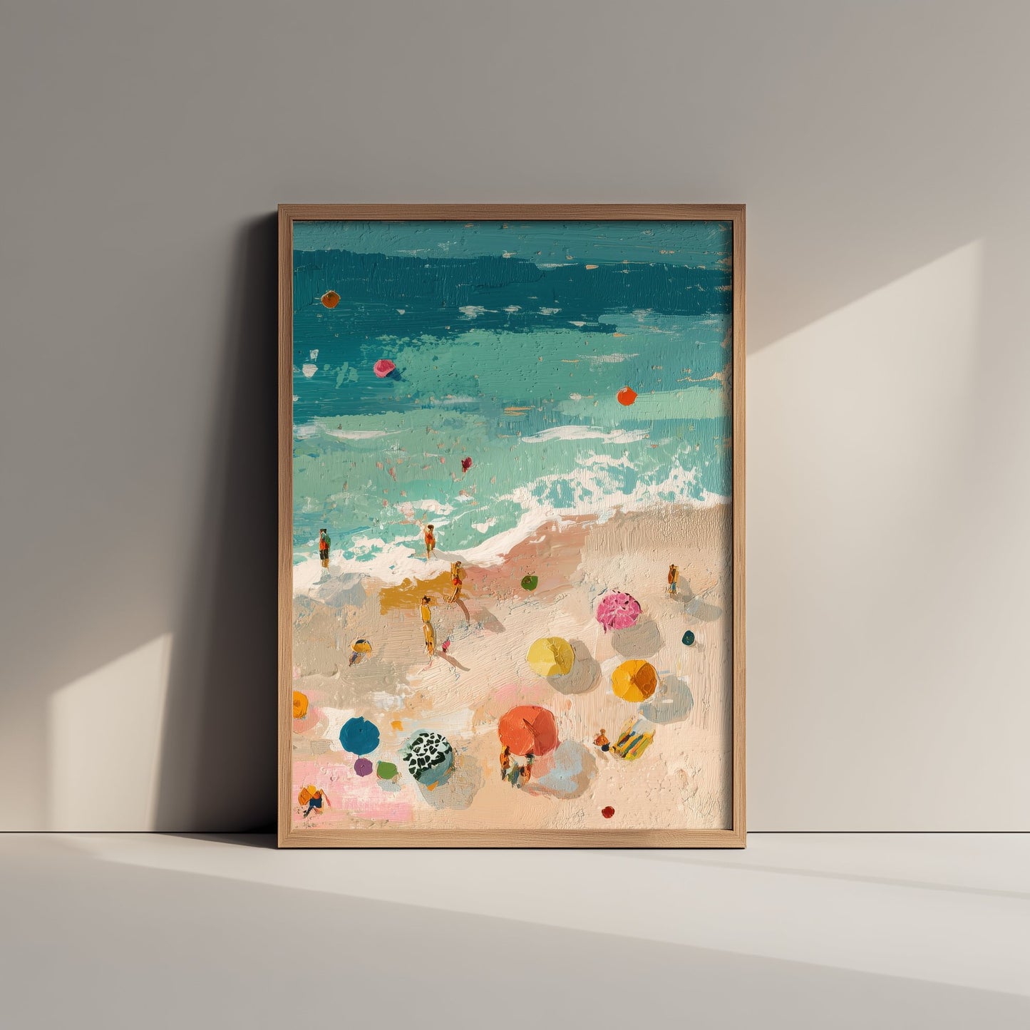Tenby South Beach Travel Poster - Aerial Beach Art Print - Impasto Beach Painting - Pembrokeshire Panel 3/3