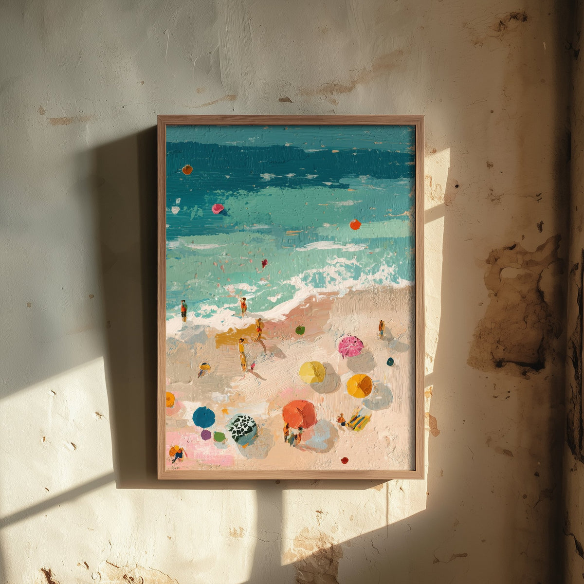 Tenby South Beach Travel Poster - Aerial Beach Art Print - Impasto Beach Painting - Pembrokeshire Panel 3/3