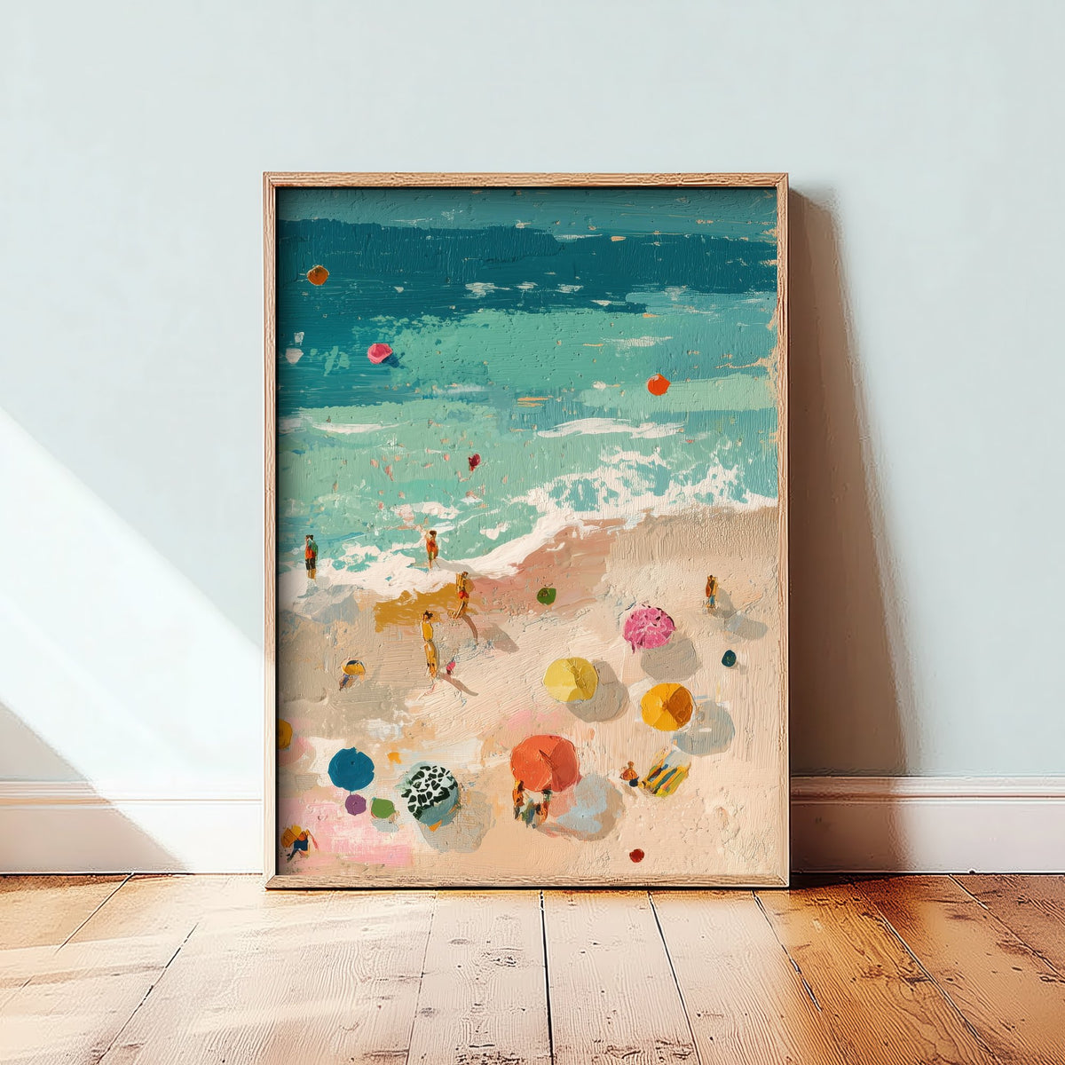 Tenby South Beach Travel Poster - Aerial Beach Art Print - Impasto Beach Painting - Pembrokeshire Panel 3/3