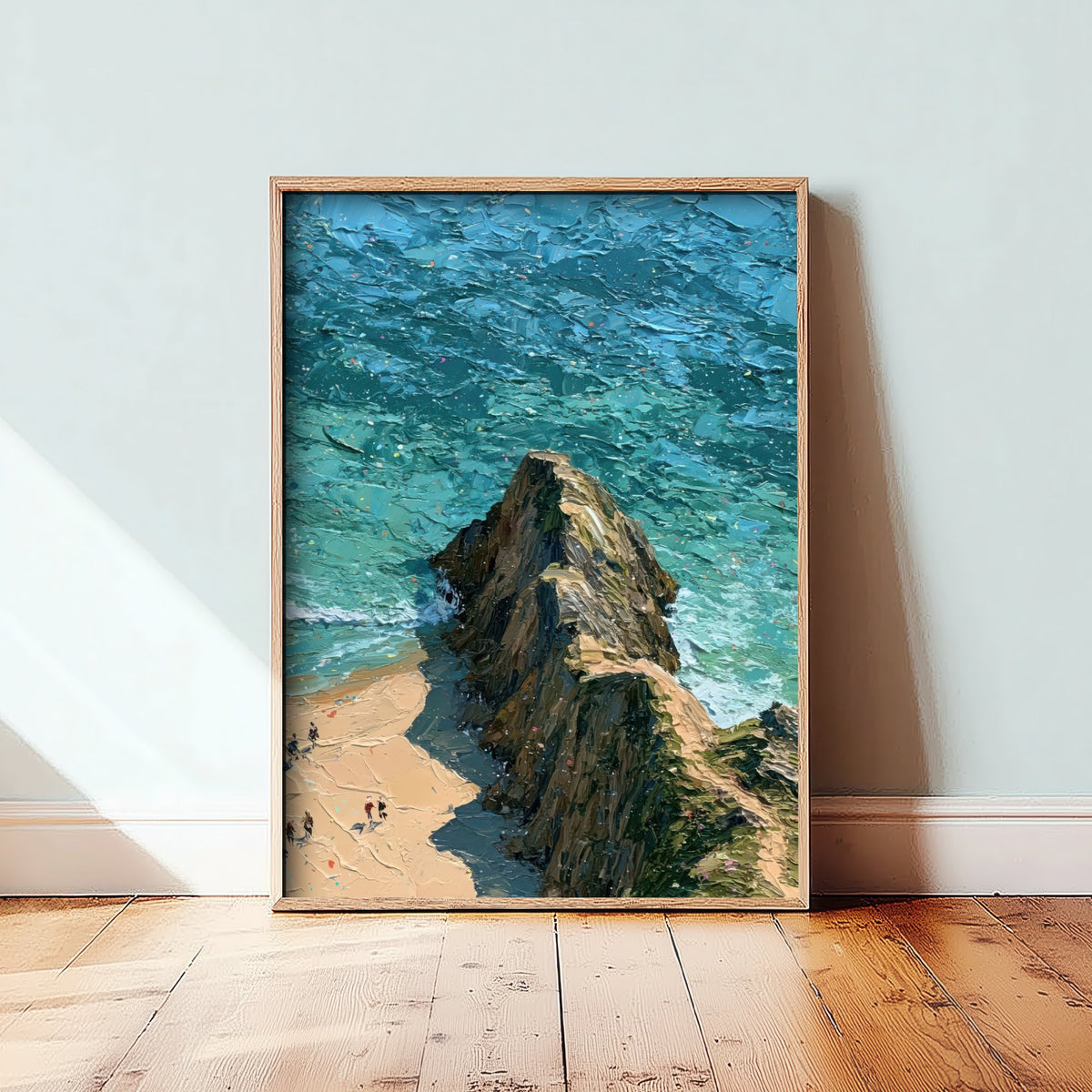 Three Cliffs Bay Travel Poster - Aerial Beach Art Print - Impasto Beach Painting - Gower Panel 3/3