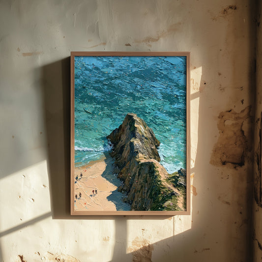Three Cliffs Bay Travel Poster - Aerial Beach Art Print - Impasto Beach Painting - Gower Panel 3/3
