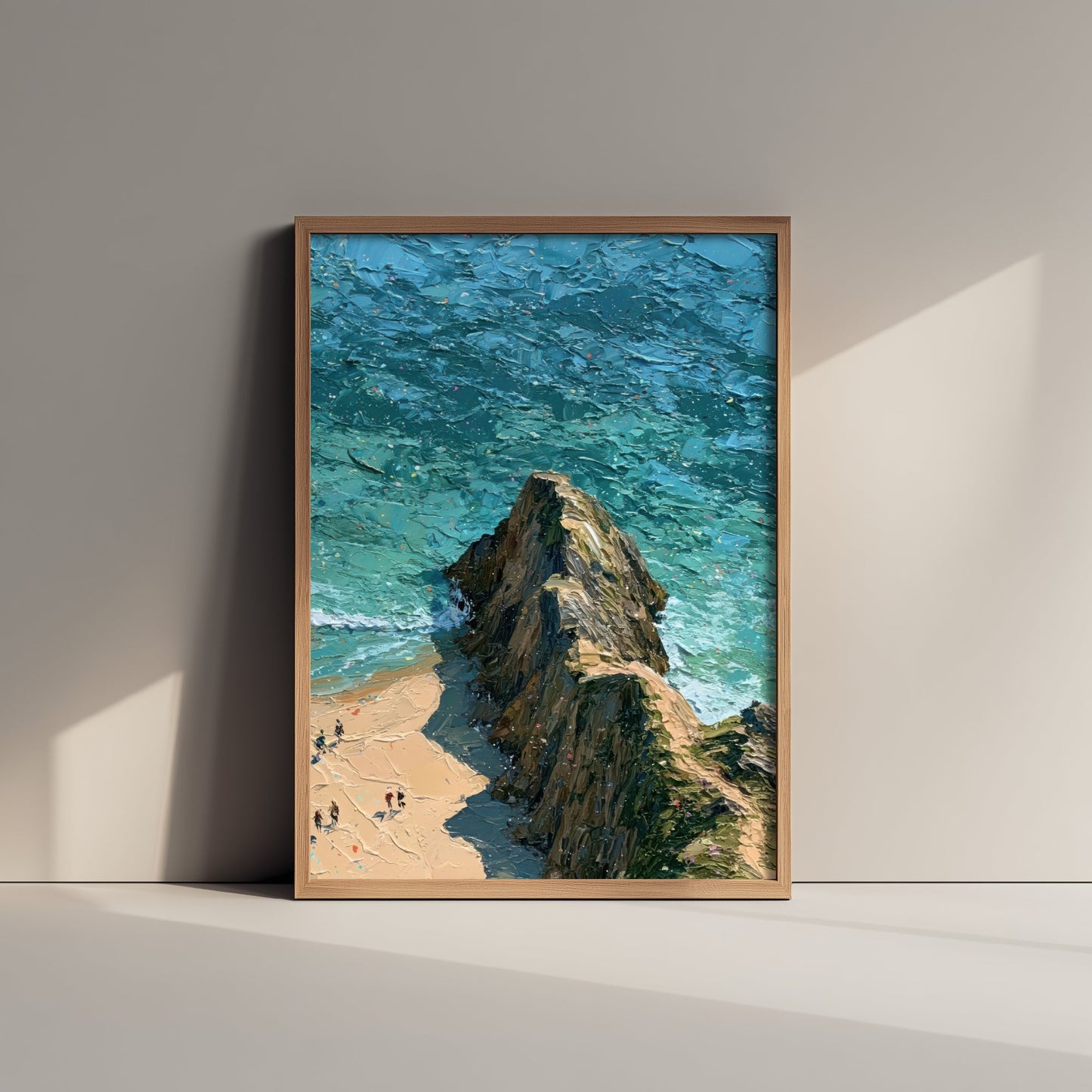 Three Cliffs Bay Travel Poster - Aerial Beach Art Print - Impasto Beach Painting - Gower Panel 3/3