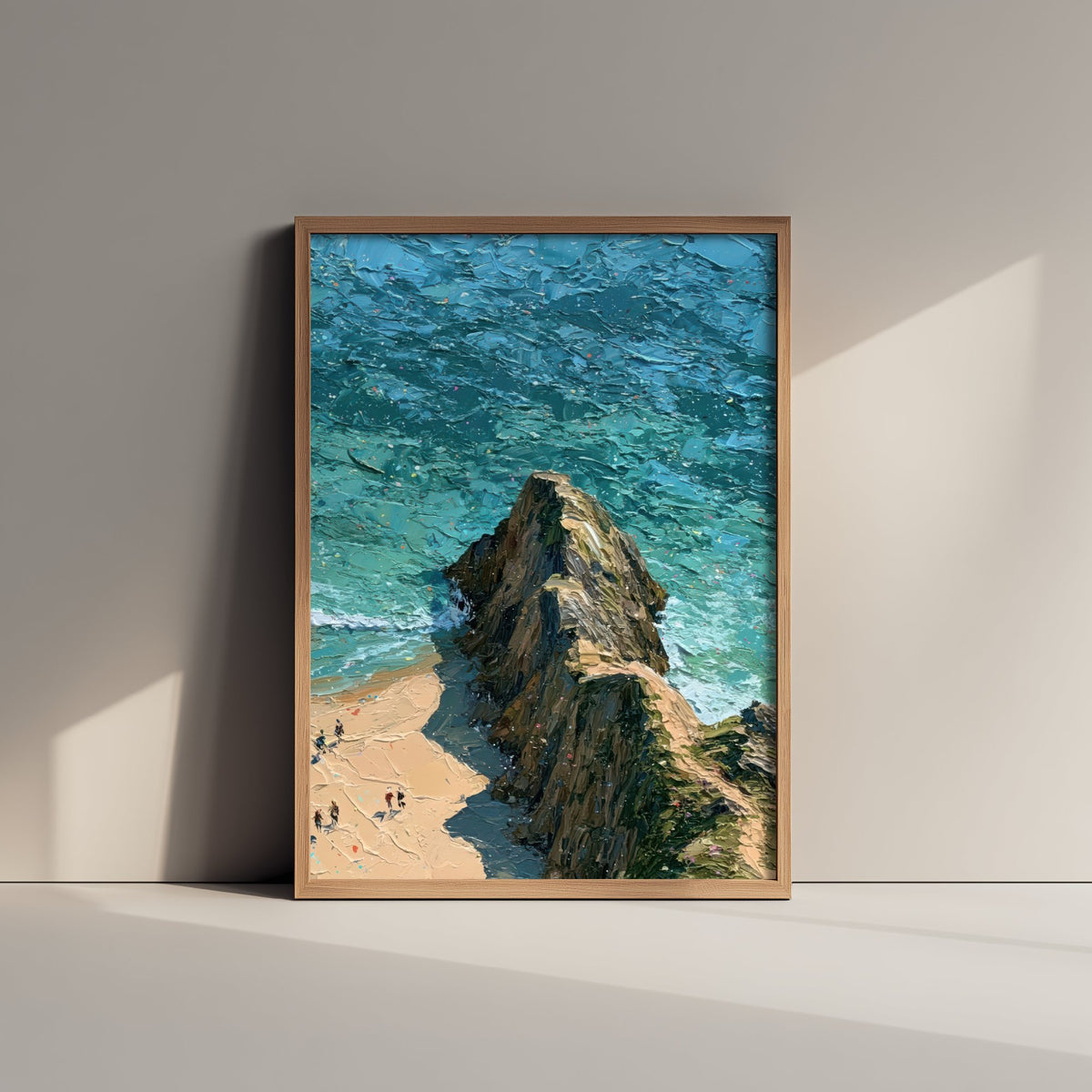 Three Cliffs Bay Travel Poster - Aerial Beach Art Print - Impasto Beach Painting - Gower Panel 3/3