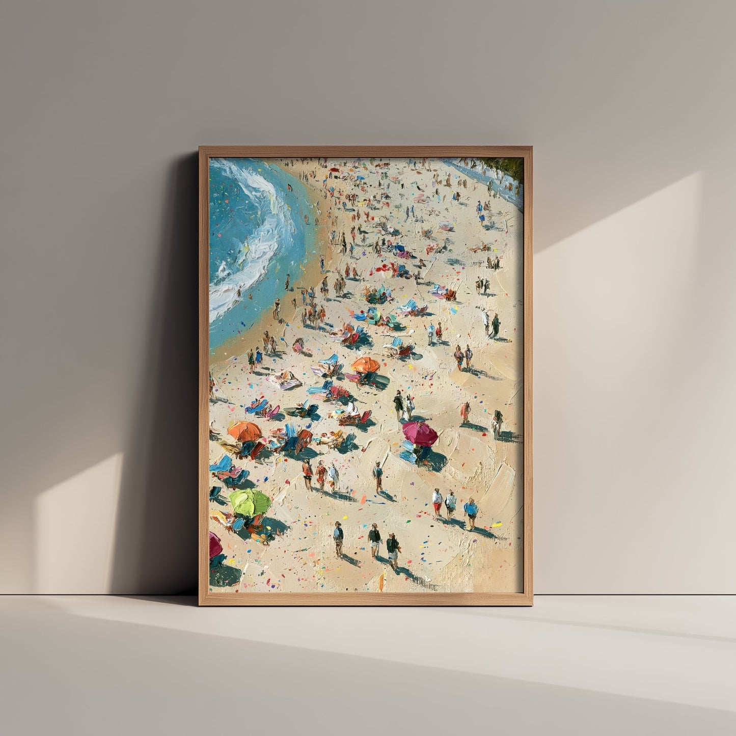 Tynemouth Longsands Travel Poster - Aerial Beach Art Print - Impasto Beach Painting - Tyne and Wear Panel 3/3