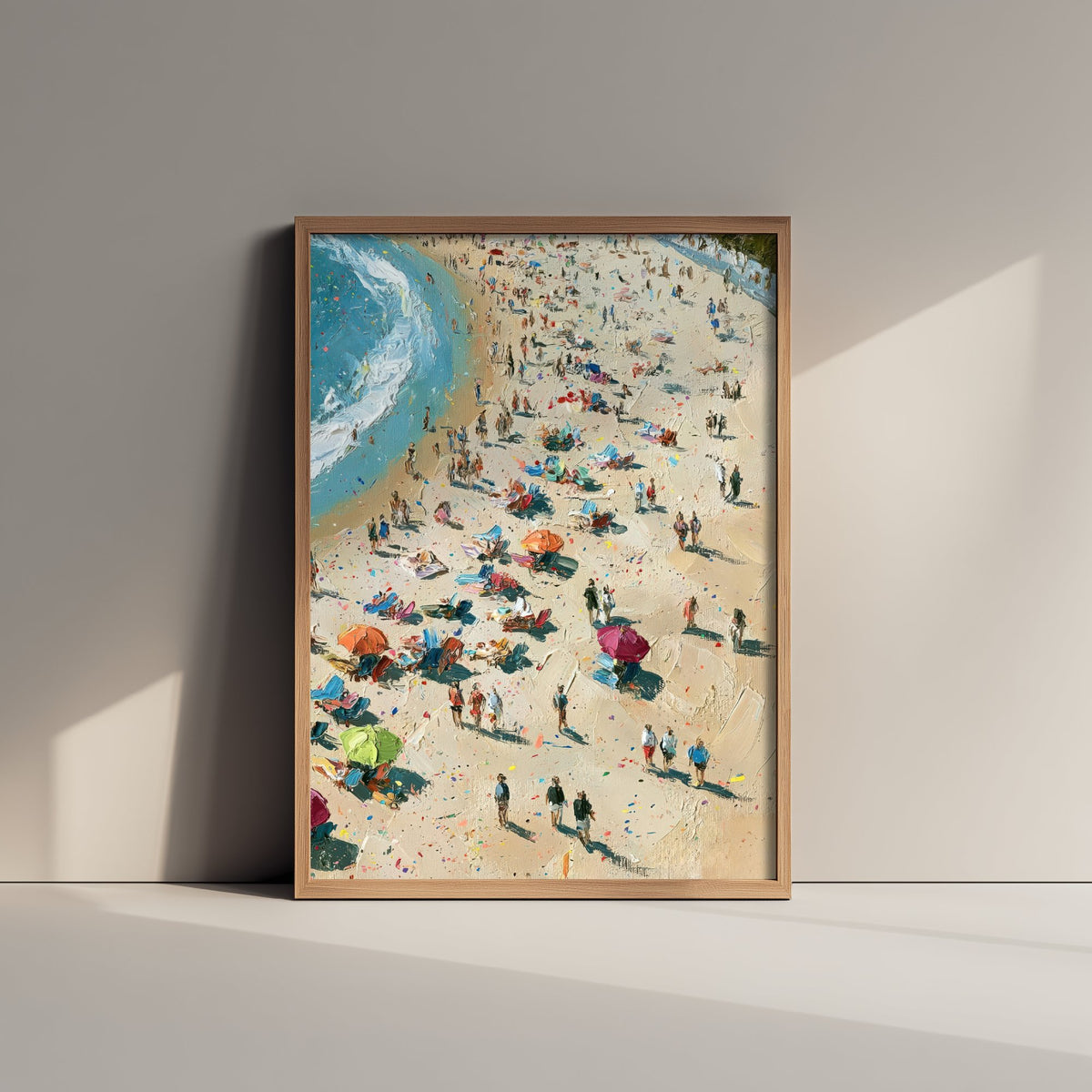 Tynemouth Longsands Travel Poster - Aerial Beach Art Print - Impasto Beach Painting - Tyne and Wear Panel 3/3