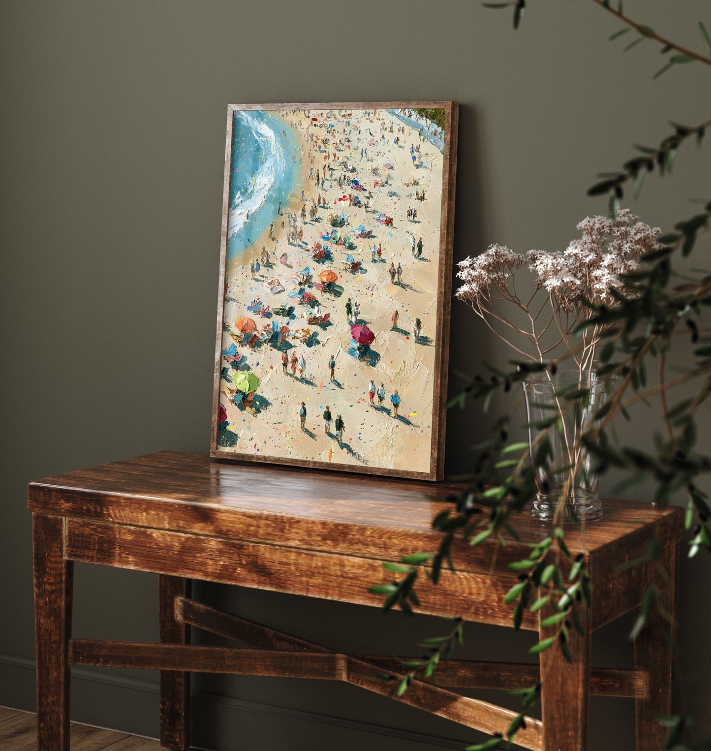 Tynemouth Longsands Travel Poster - Aerial Beach Art Print - Impasto Beach Painting - Tyne and Wear Panel 3/3