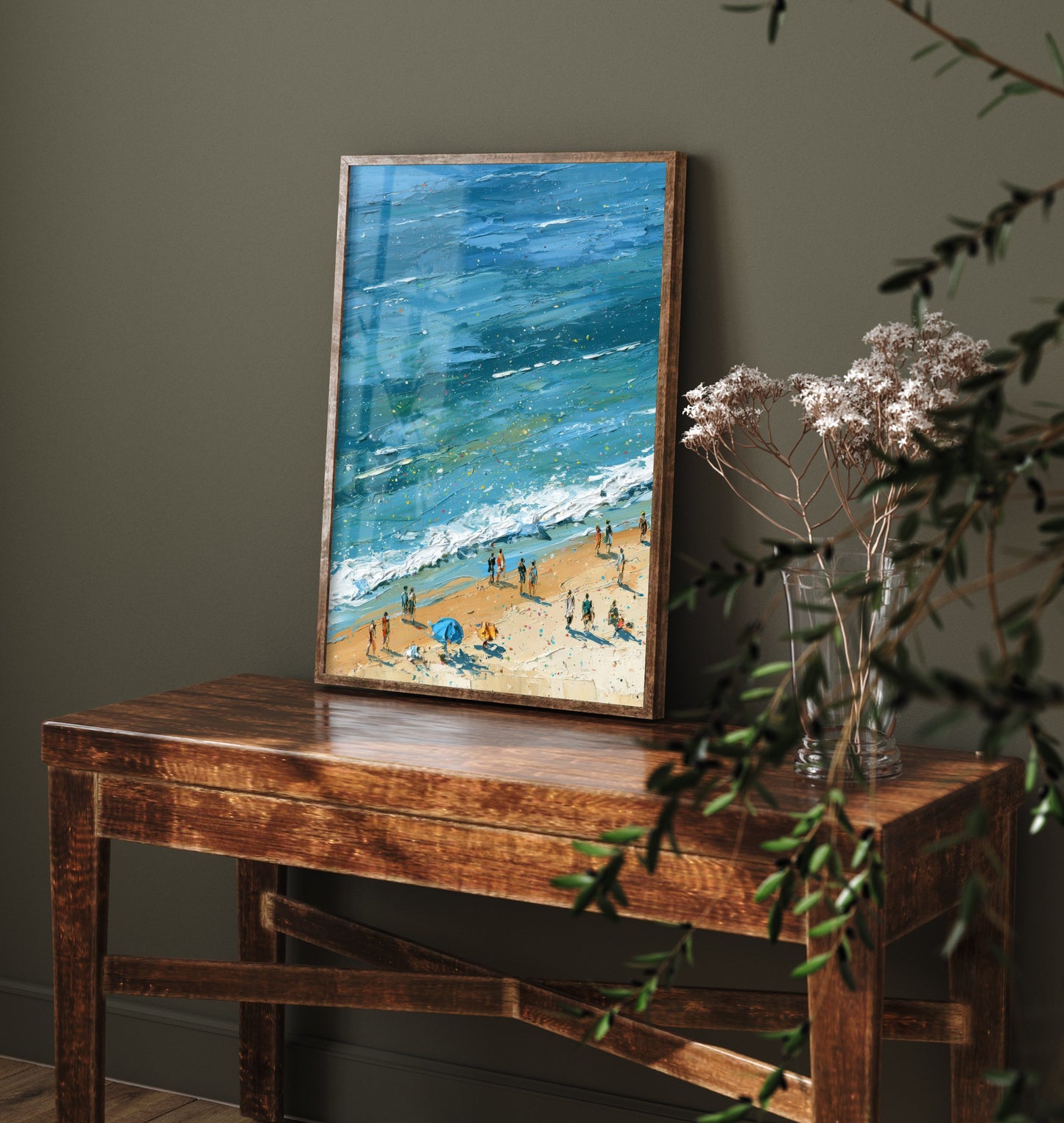 West Sands St Andrews Travel Poster - Aerial Beach Art Print - Impasto Beach Painting - Fife Panel 1/3