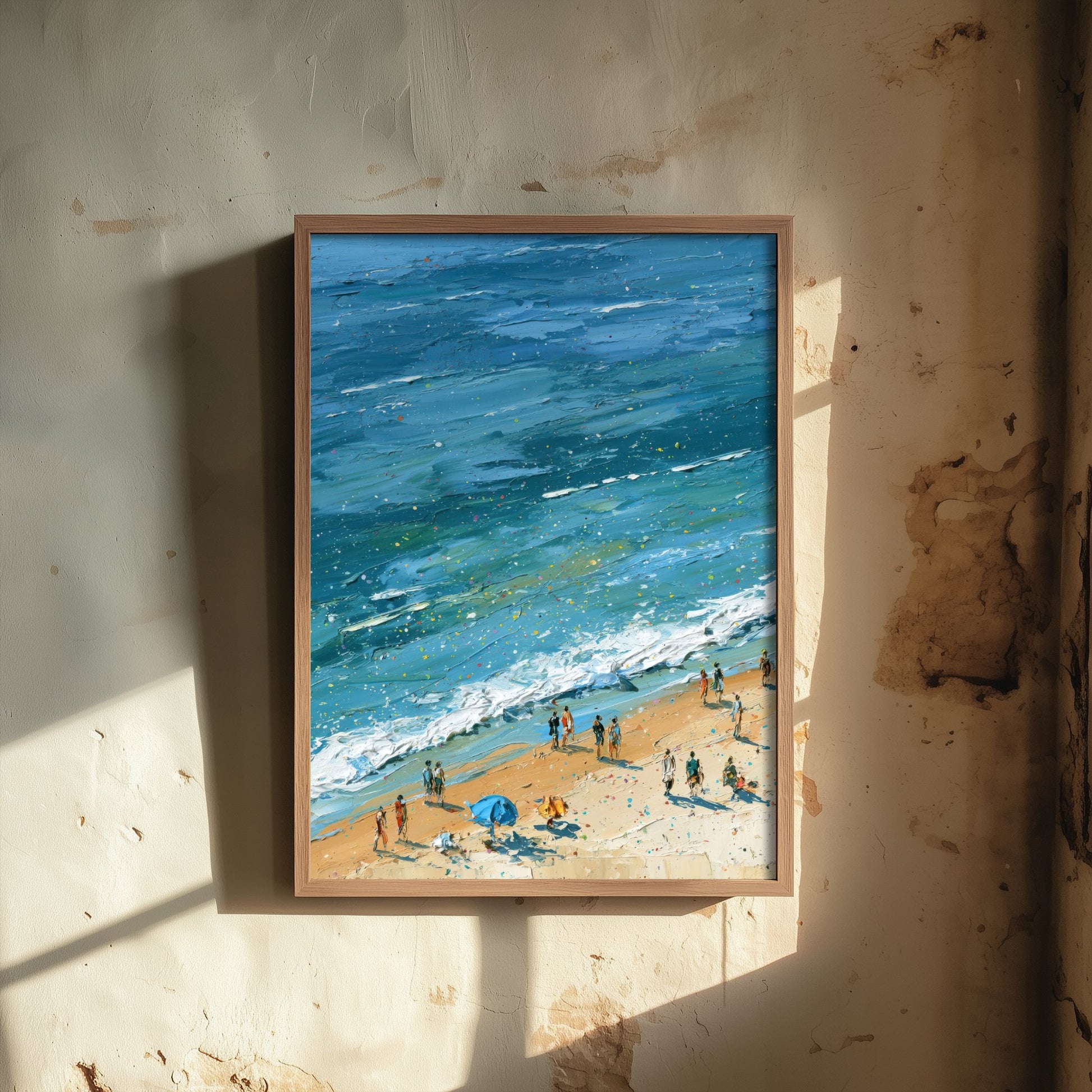 West Sands St Andrews Travel Poster - Aerial Beach Art Print - Impasto Beach Painting - Fife Panel 1/3