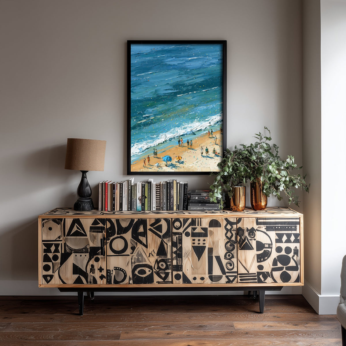 West Sands St Andrews Travel Poster - Aerial Beach Art Print - Impasto Beach Painting - Fife Panel 1/3
