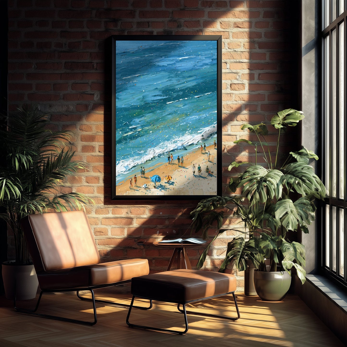 West Sands St Andrews Travel Poster - Aerial Beach Art Print - Impasto Beach Painting - Fife Panel 1/3