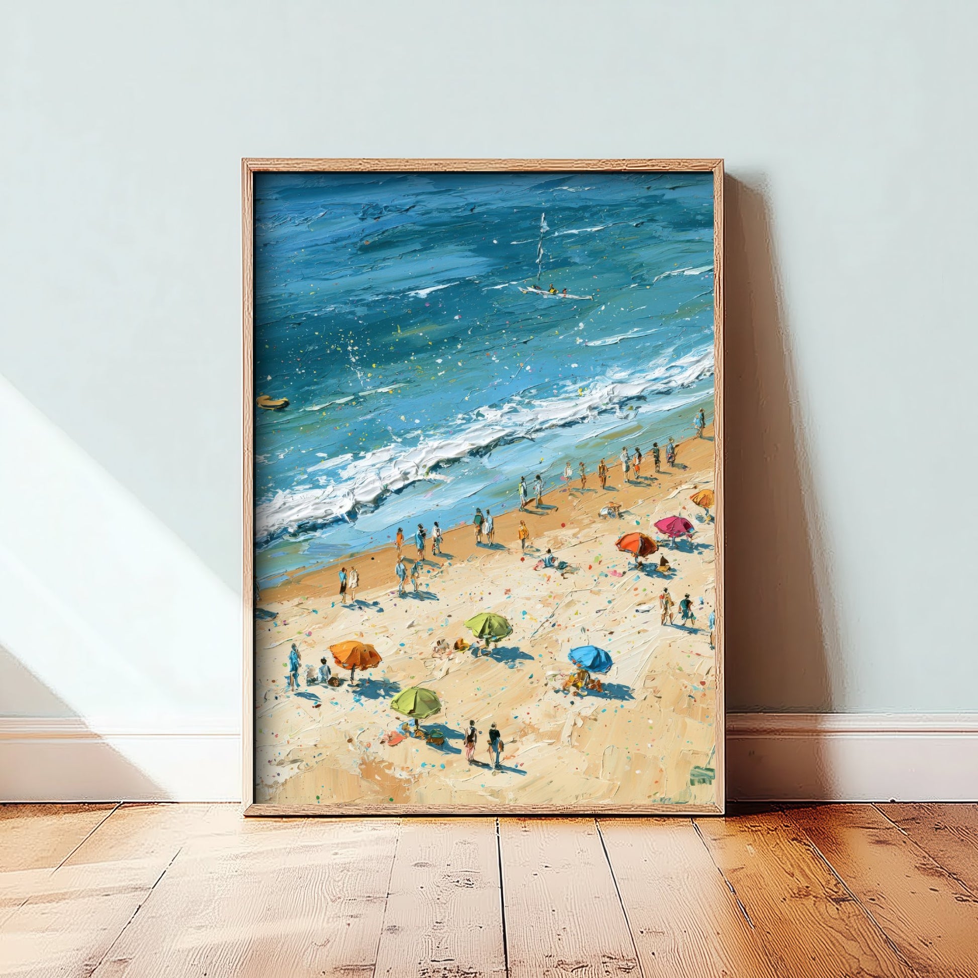 West Sands St Andrews Travel Poster - Aerial Beach Art Print - Impasto Beach Painting - Fife Panel 2/3