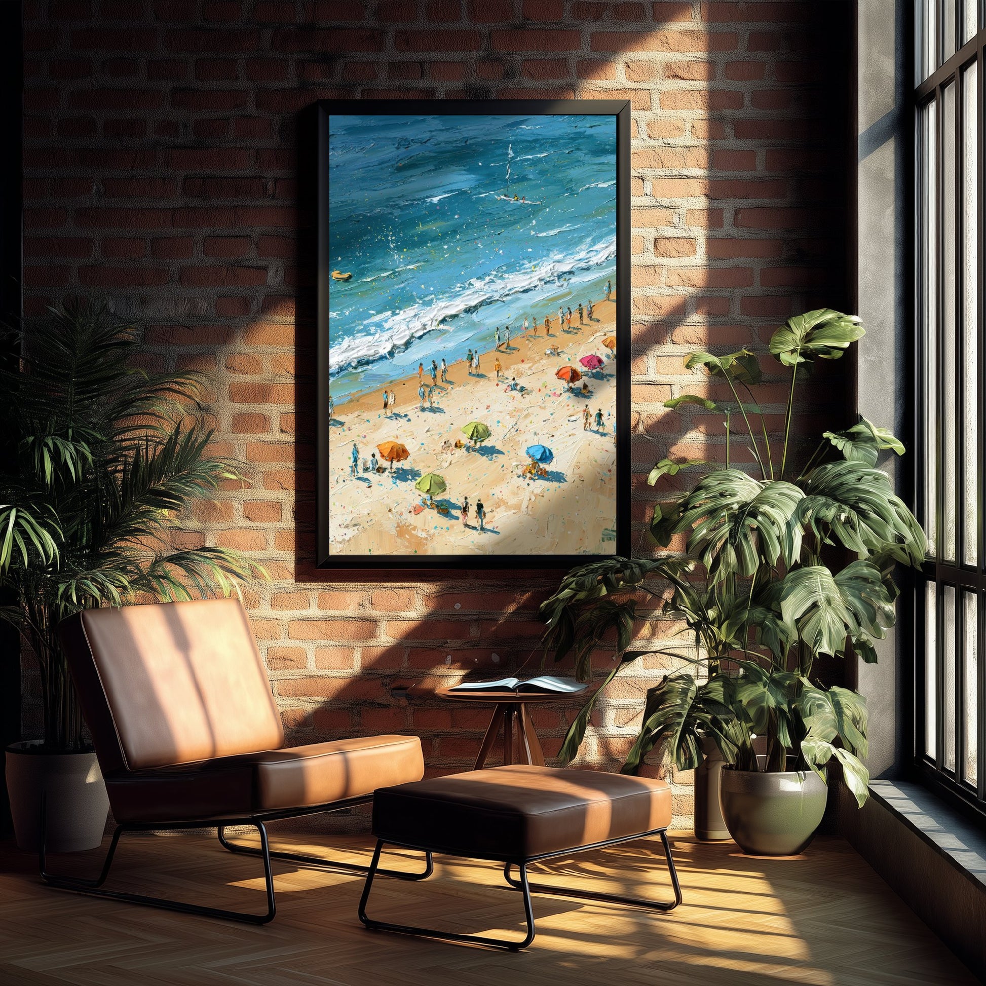 West Sands St Andrews Travel Poster - Aerial Beach Art Print - Impasto Beach Painting - Fife Panel 2/3