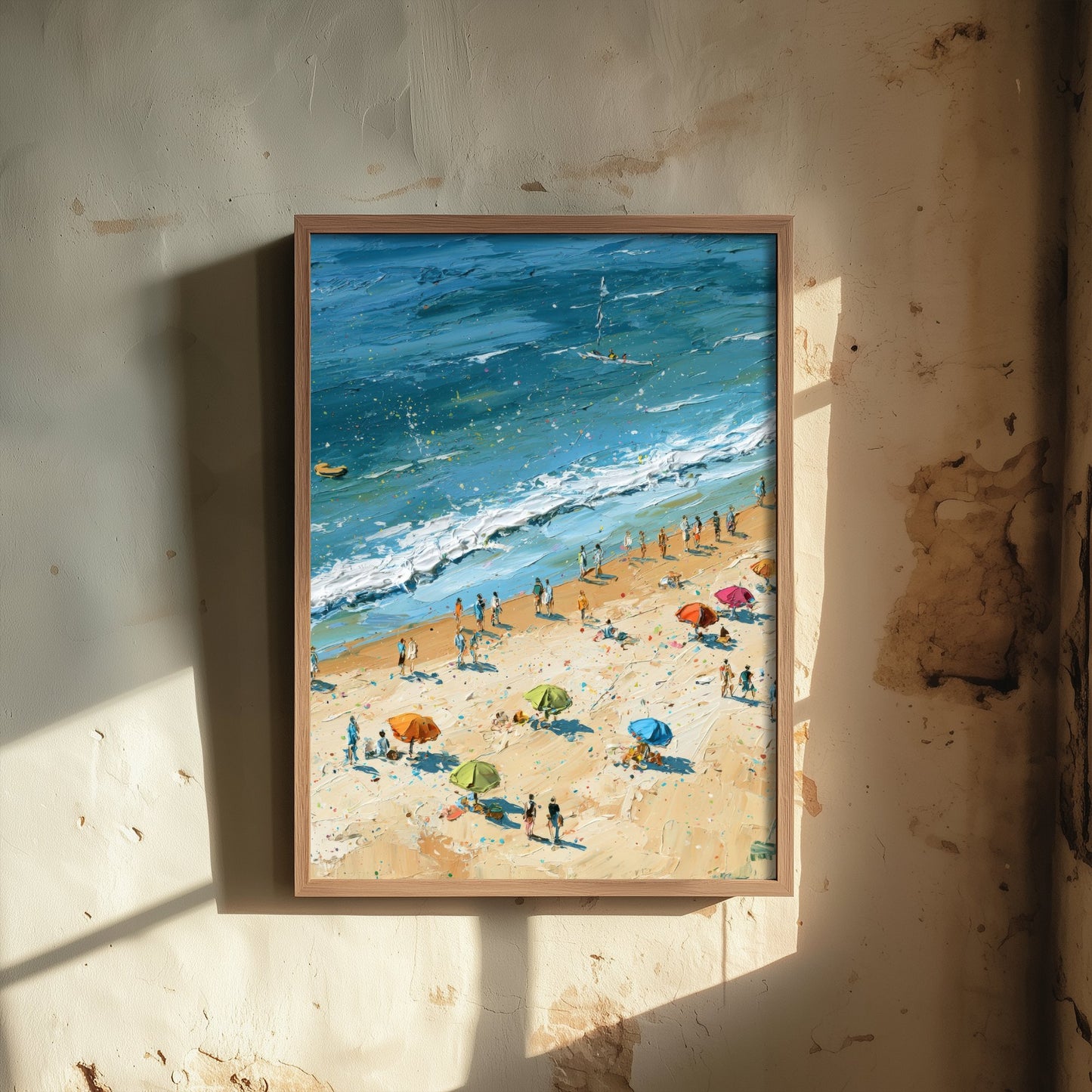 West Sands St Andrews Travel Poster - Aerial Beach Art Print - Impasto Beach Painting - Fife Panel 2/3