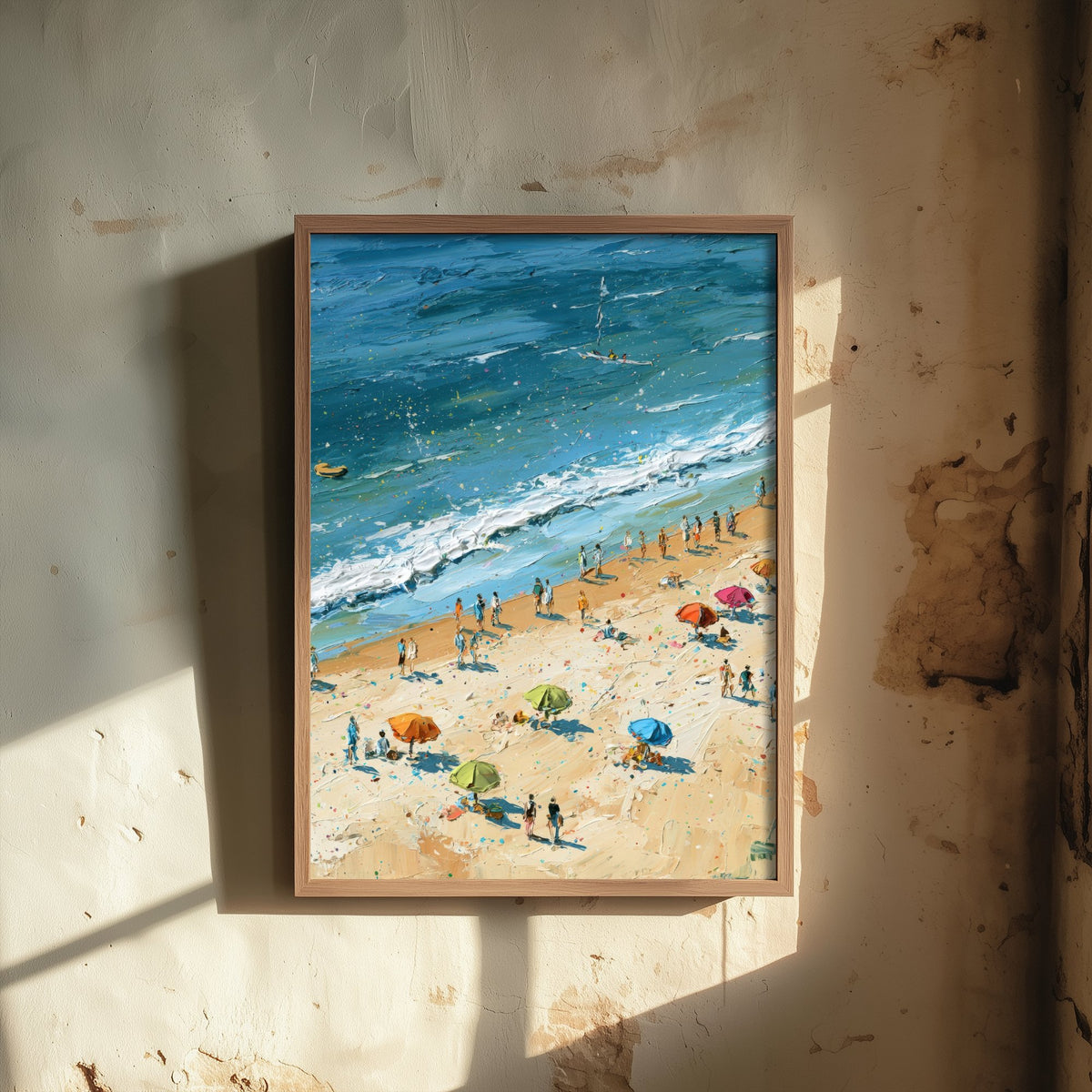 West Sands St Andrews Travel Poster - Aerial Beach Art Print - Impasto Beach Painting - Fife Panel 2/3