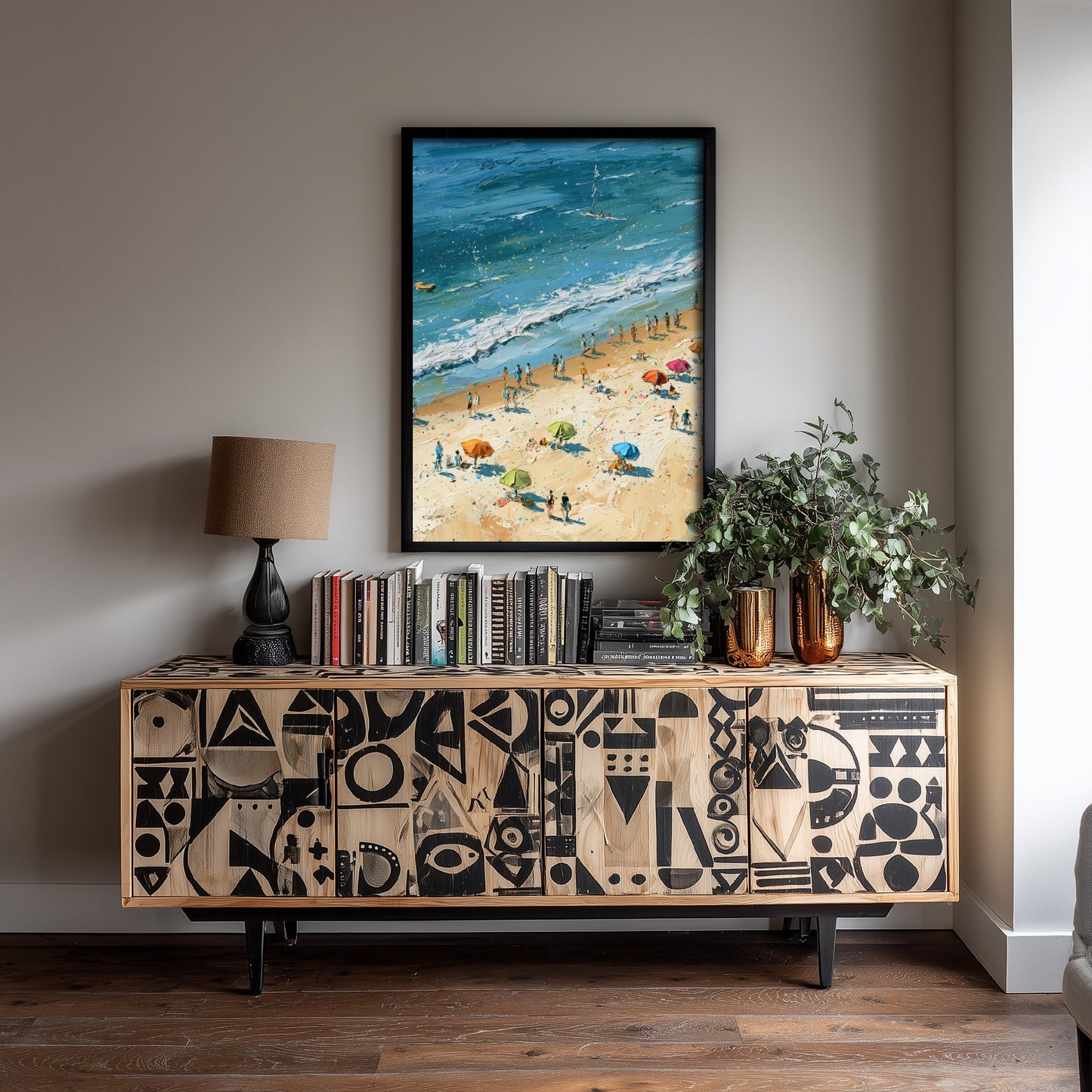 West Sands St Andrews Travel Poster - Aerial Beach Art Print - Impasto Beach Painting - Fife Panel 2/3