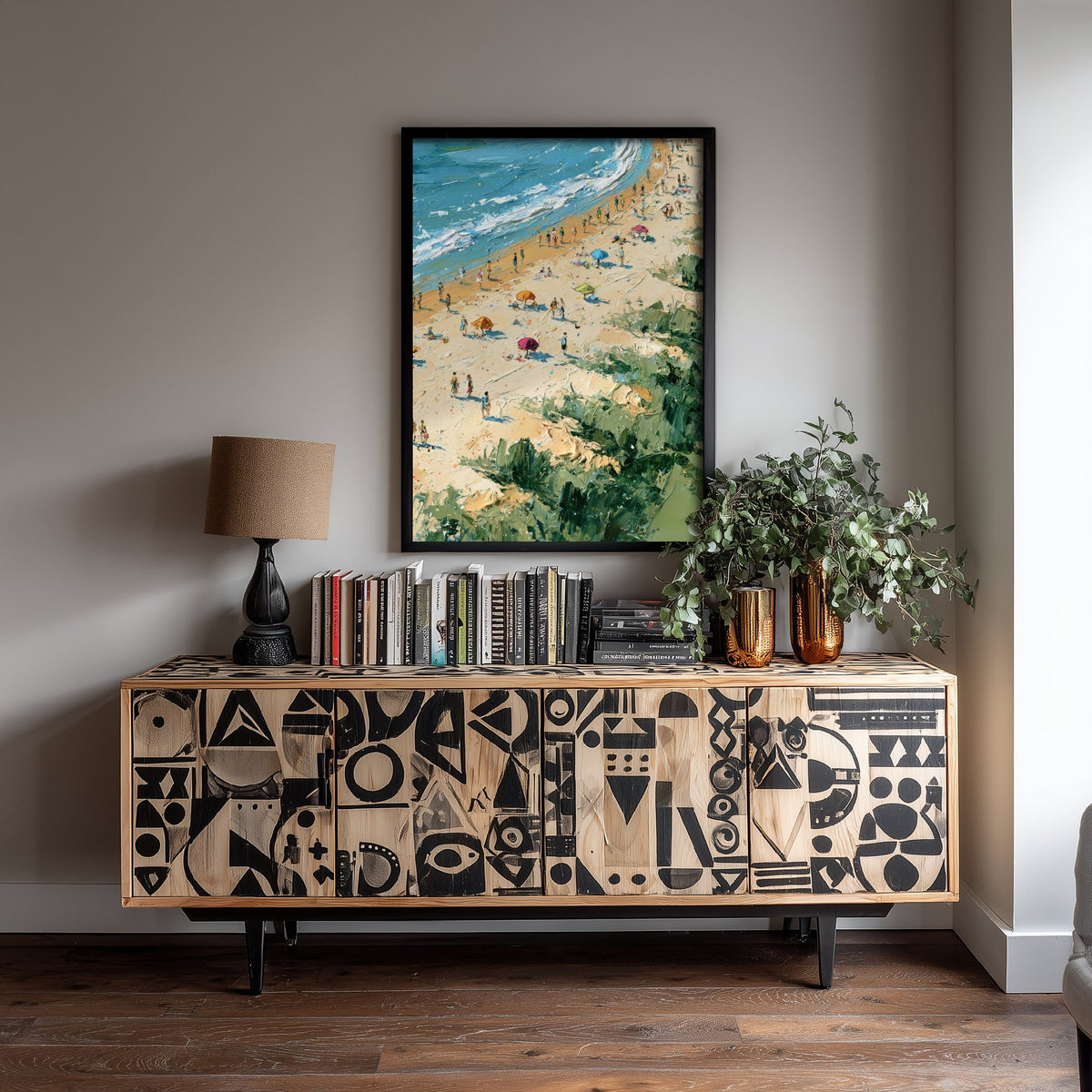 West Sands St Andrews Travel Poster - Aerial Beach Art Print - Impasto Beach Painting - Fife Panel 3/3