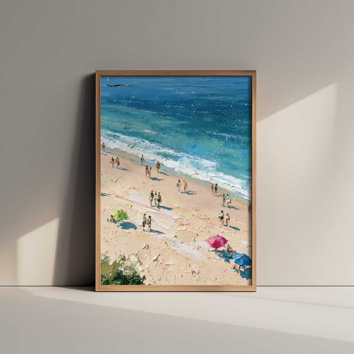 West Wittering Beach Travel Poster - Aerial Beach Art Print - Impasto Beach Painting - West Sussex Panel 2/3