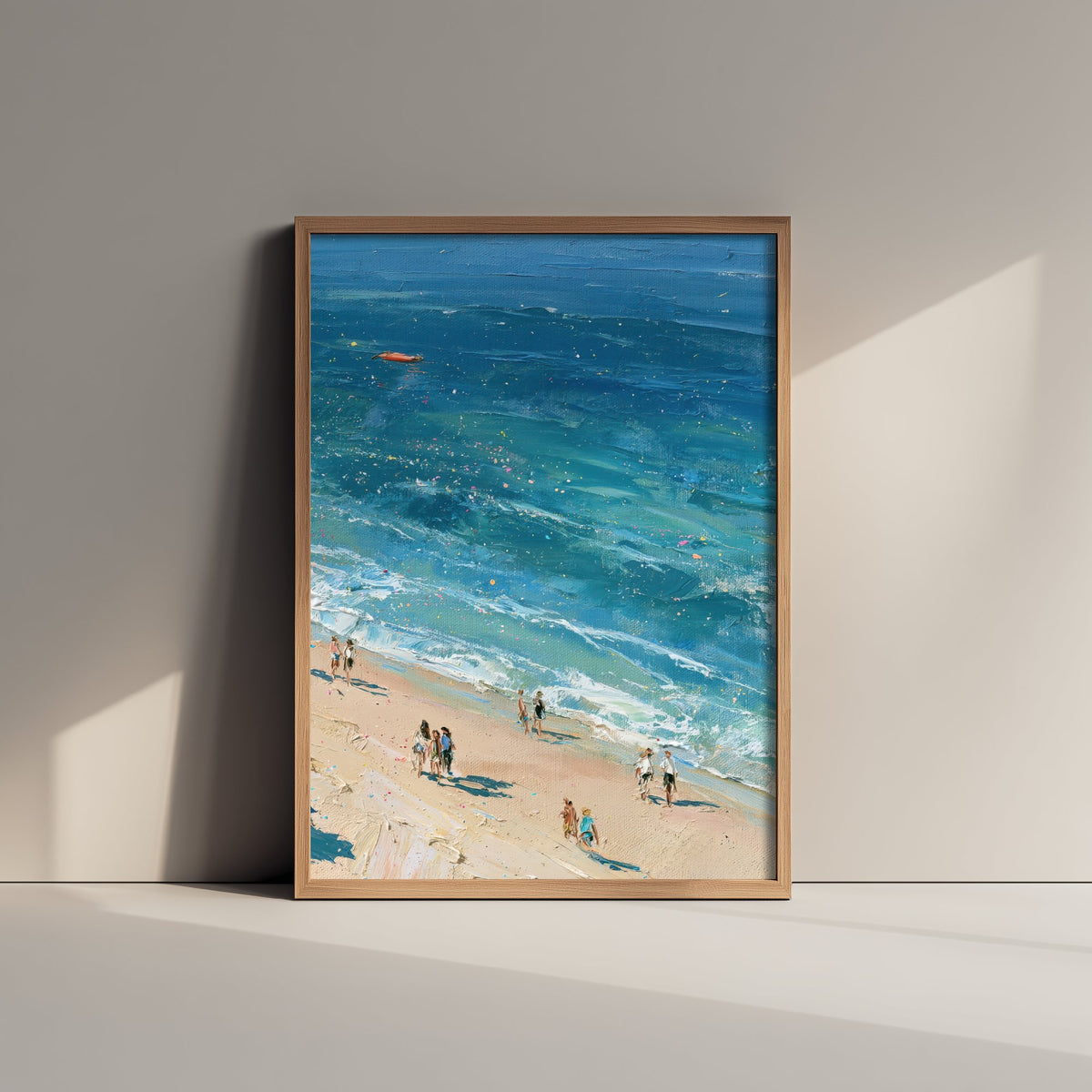 West Wittering Beach Travel Poster - Aerial Beach Art Print - Impasto Beach Painting - West Sussex Panel 3/3