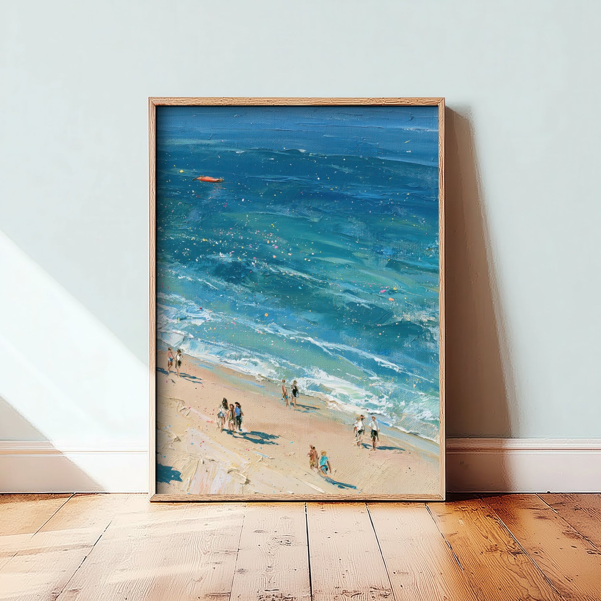 West Wittering Beach Travel Poster - Aerial Beach Art Print - Impasto Beach Painting - West Sussex Panel 3/3