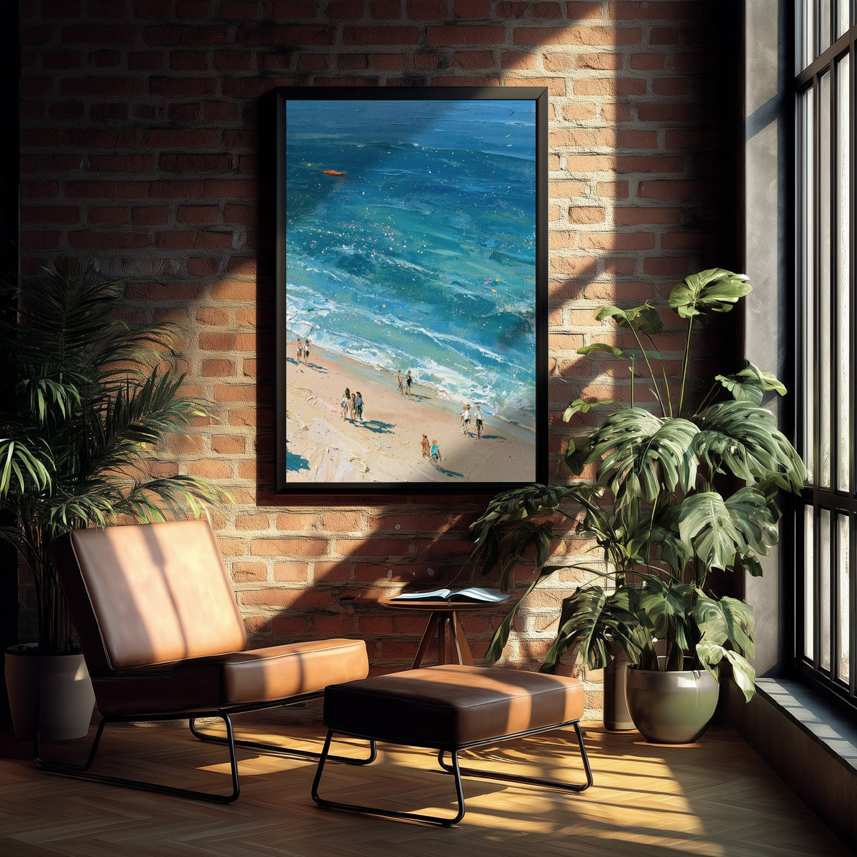 West Wittering Beach Travel Poster - Aerial Beach Art Print - Impasto Beach Painting - West Sussex Panel 3/3