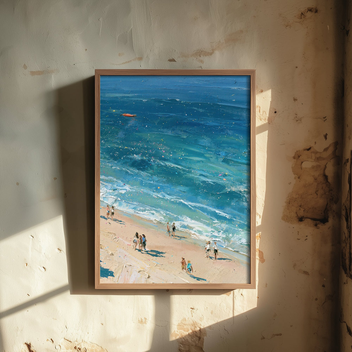 West Wittering Beach Travel Poster - Aerial Beach Art Print - Impasto Beach Painting - West Sussex Panel 3/3