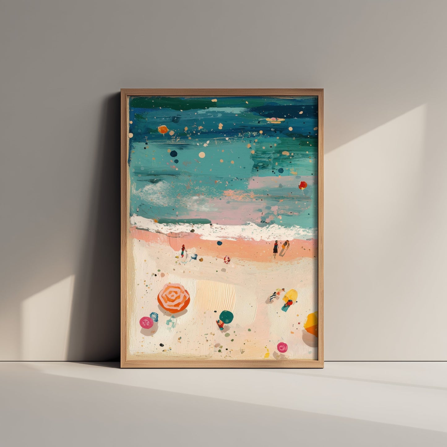 Weston-super-Mare Beach Travel Poster - Aerial Beach Art Print - Impasto Beach Painting - Somerset Panel 1/3