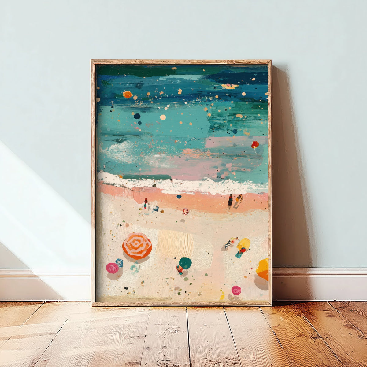 Weston-super-Mare Beach Travel Poster - Aerial Beach Art Print - Impasto Beach Painting - Somerset Panel 1/3
