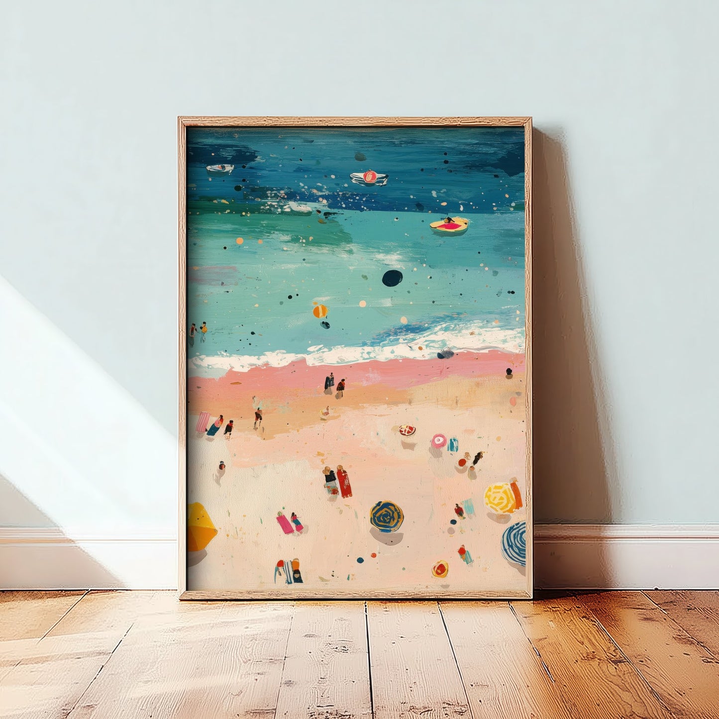 Weston-super-Mare Beach Travel Poster - Aerial Beach Art Print - Impasto Beach Painting - Somerset Panel 2/3