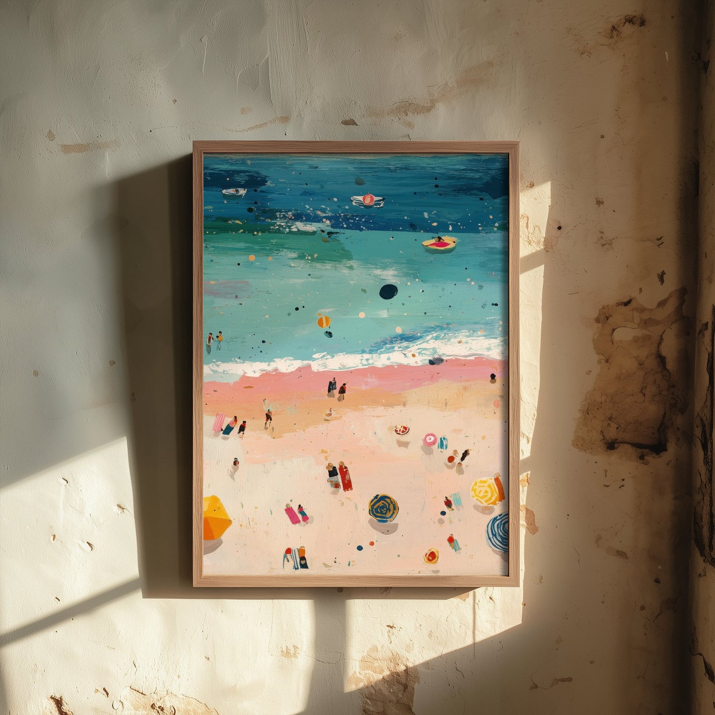 Weston-super-Mare Beach Travel Poster - Aerial Beach Art Print - Impasto Beach Painting - Somerset Panel 2/3